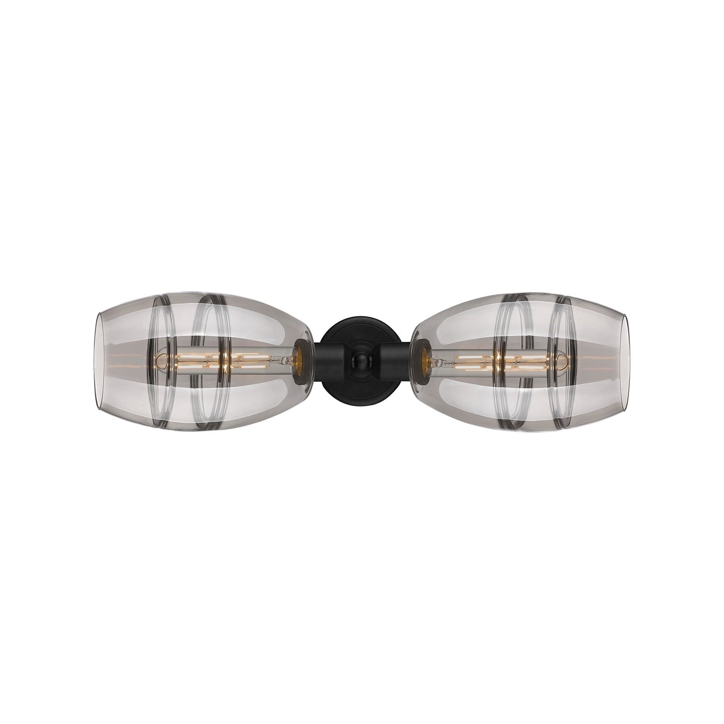 Innovations Vaz 24in 2-Light Linear Bath Vanity | Industrial Matte Black Steel and Light Smoke Smoked Glass | Bathroom Vanity & | Model 900-2W-BK-G557-6SM