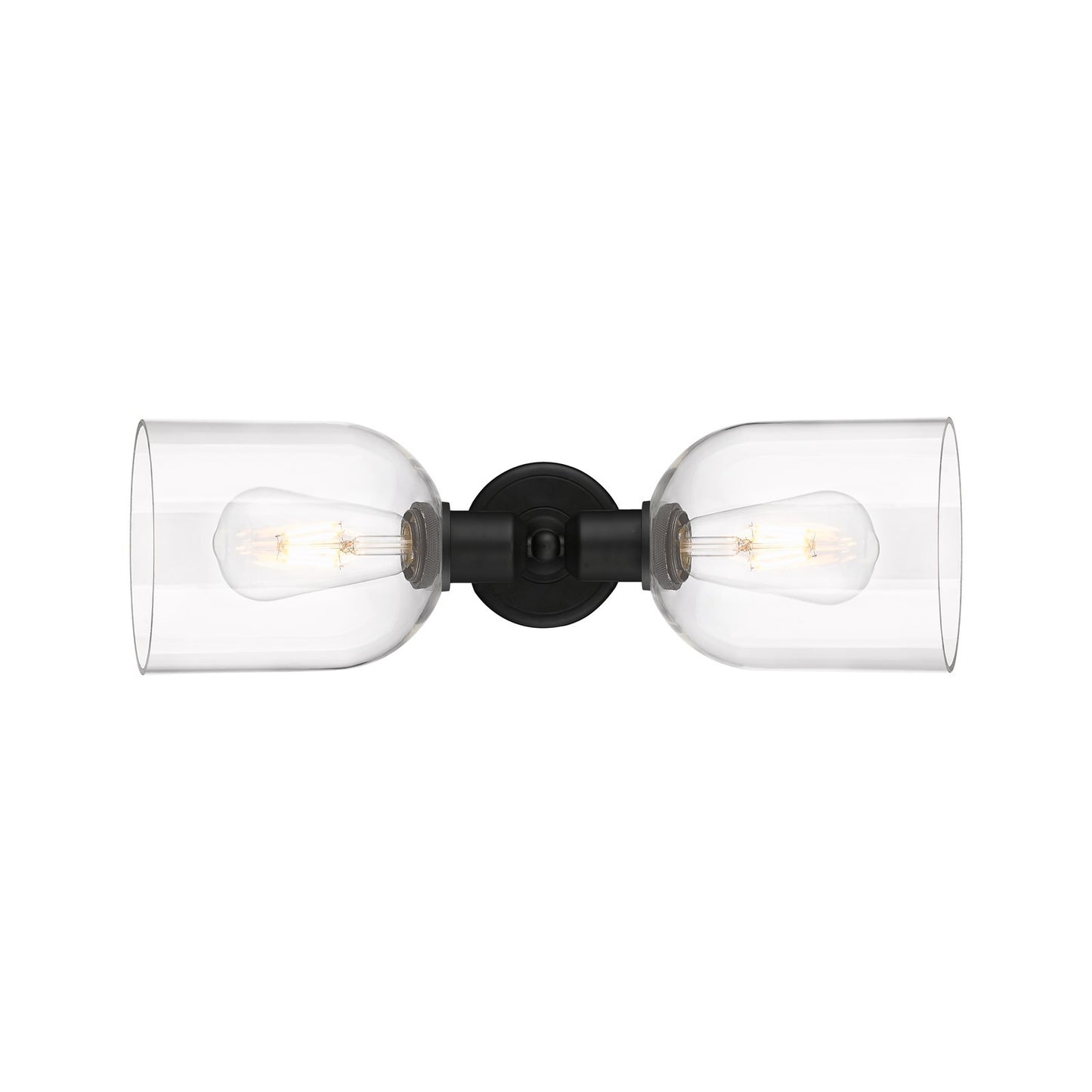 Innovations Bella 18in 2-Light Linear Bath Vanity Light | Industrial Matte Black Steel and Clear Bell Glass | Bathroom Vanity & | Model 900-2W-BK-G558-6CL