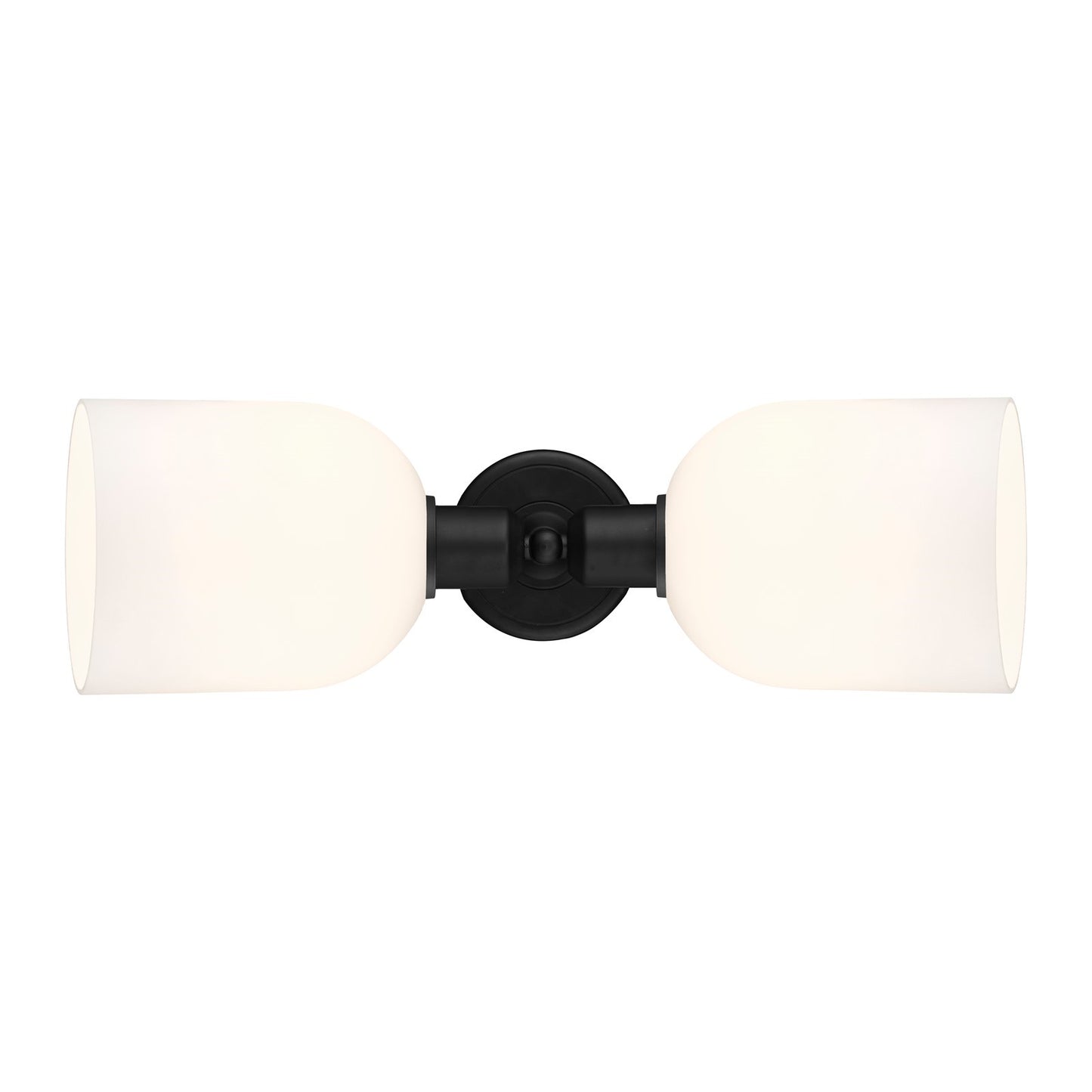 Innovations Bella 18in 2-Light Linear Bath Vanity Light | Industrial Matte Black Steel and White Bell Glass | Bathroom Vanity | Model 900-2W-BK-G558-6GWH