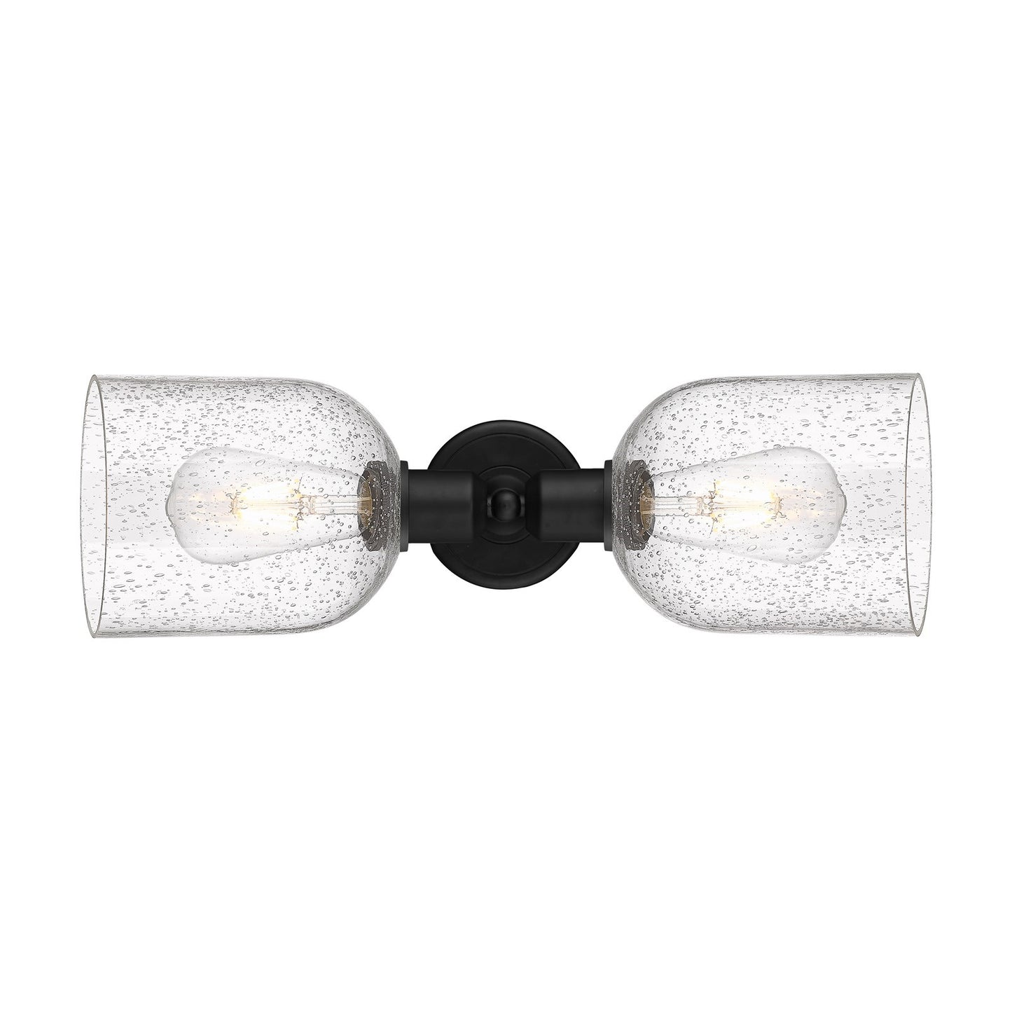 Innovations Bella 18in 2-Light Linear Bath Vanity Light | Industrial Matte Black Steel and Seedy Bell Glass | Bathroom Vanity | Model 900-2W-BK-G558-6SDY