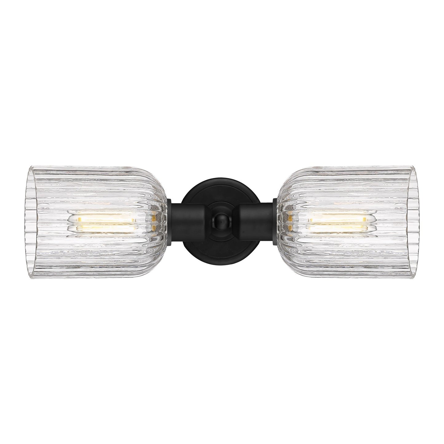 Innovations Bridal Veil 17in 2-Light Linear Bath Vanity Light | Industrial Matte Black Steel and Clear Ribbed Glass | Bathroom | Model 900-2W-BK-G559-5CL