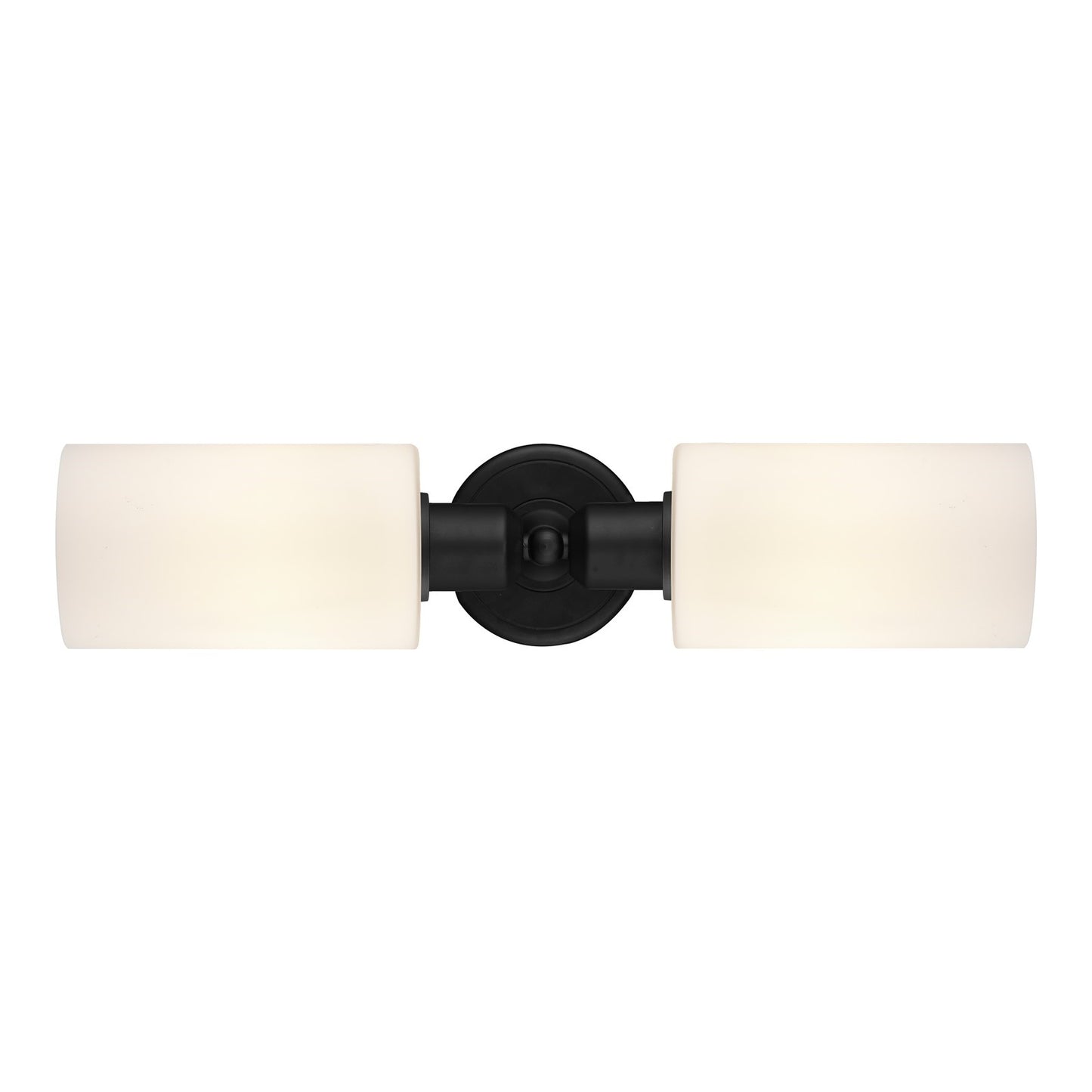 Innovations Clymer 17in 2-Light Linear Bath Vanity Light | Industrial Matte Black Steel and Matte White Glass | Bathroom Vanity | Model 900-2W-BK-G801