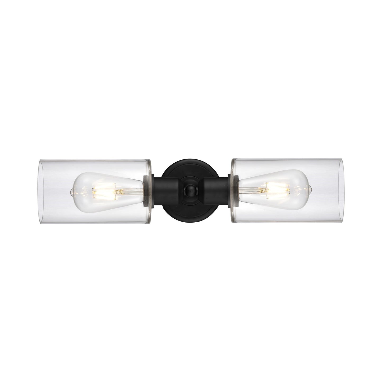 Innovations Clymer 17in 2-Light Linear Bath Vanity Light | Industrial Matte Black Steel and Clear Glass | Bathroom Vanity | Model 900-2W-BK-G802