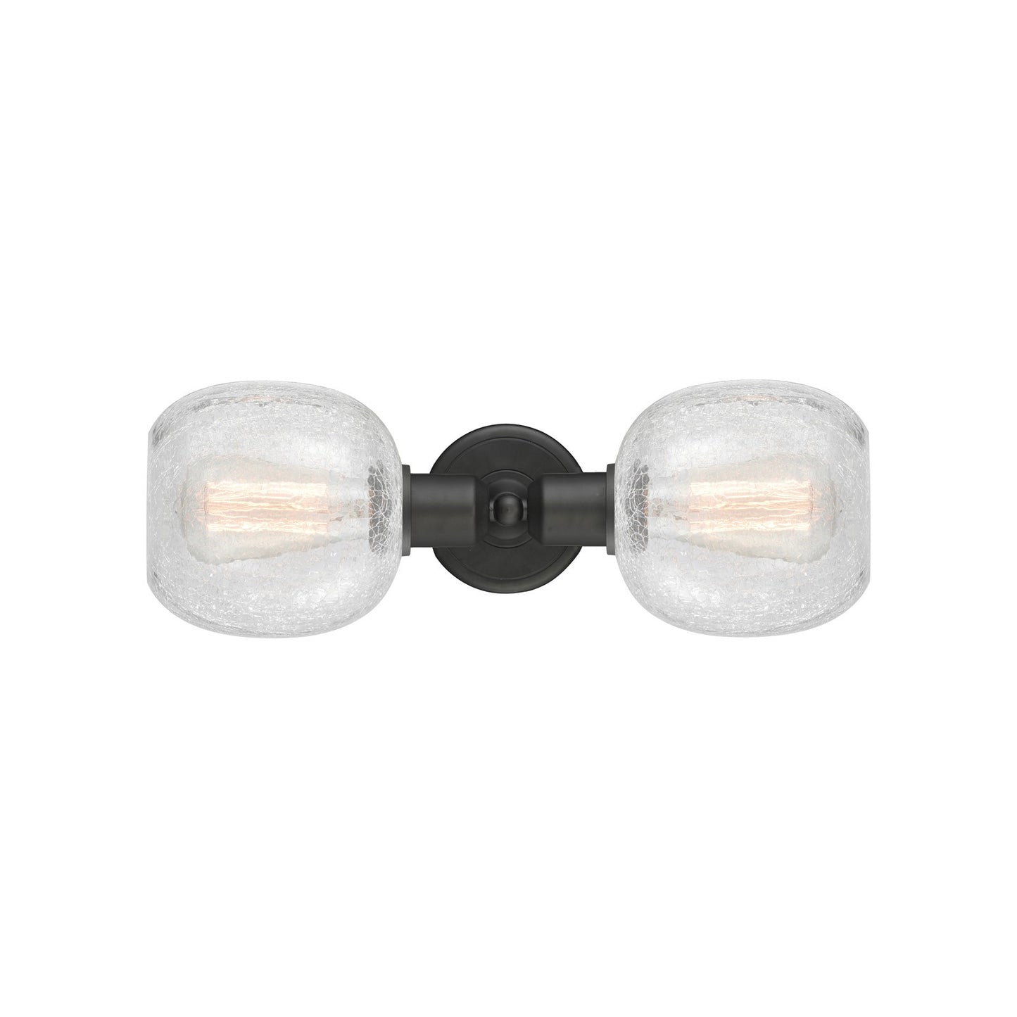 Innovations Belfast 17in 2-Light Linear Bath Vanity | Industrial Oil Rubbed Bronze Steel and Clear Crackle Glass | Bathroom Vanity | Model 900-2W-OB-G105