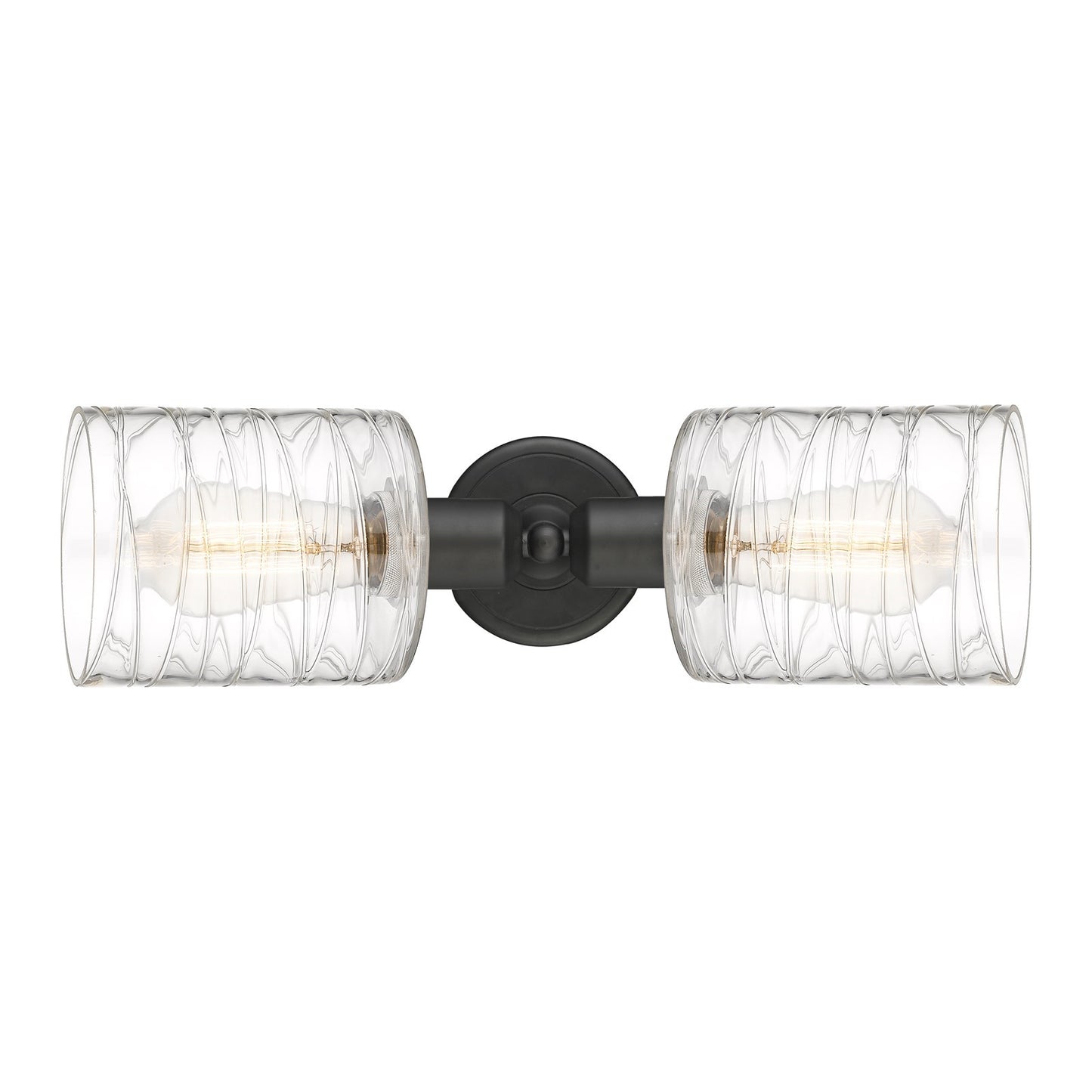 Innovations Cobbleskill 17in 2-Light Linear Bath Vanity | Industrial Oil Rubbed Bronze Steel and Deco Swirl Glass | Bathroom | Model 900-2W-OB-G1113