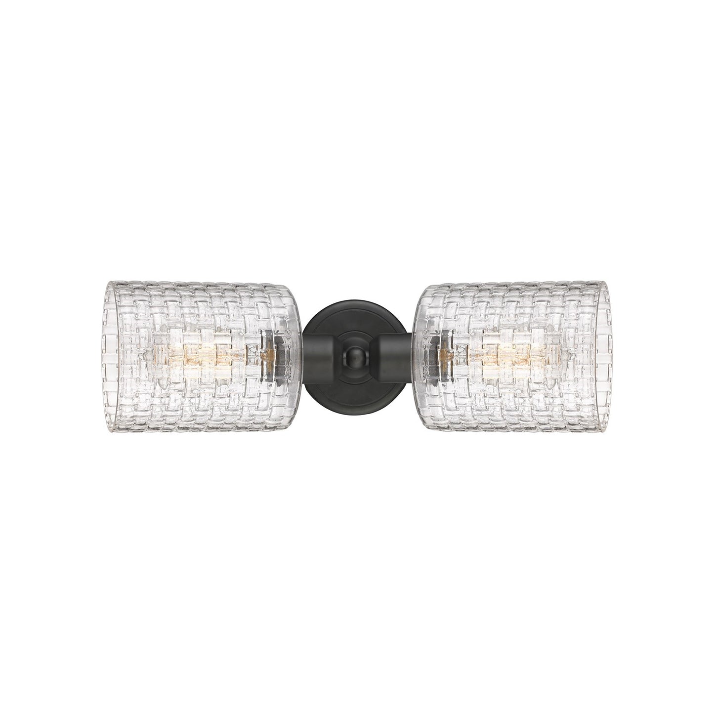 Innovations Cobbleskill 17in 2-Light Linear Bath Vanity | Industrial Oil Rubbed Bronze Steel and Clear Basket Weave Glass | Model 900-2W-OB-G112C-5CL