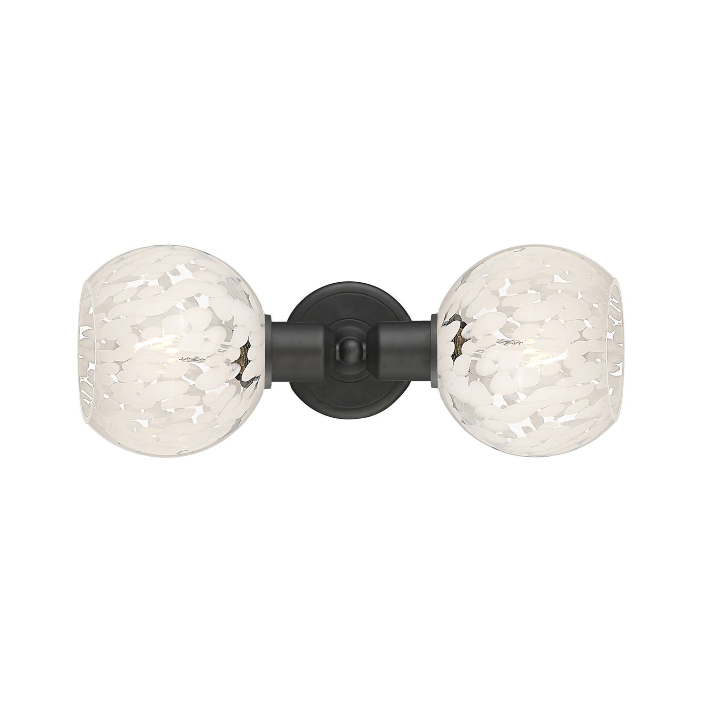 Innovations White Mouchette 15in 2-Light Linear Bath Vanity | Industrial Oil Rubbed Bronze Steel and White Mouchette Glass | Model 900-2W-OB-G1216-6WM
