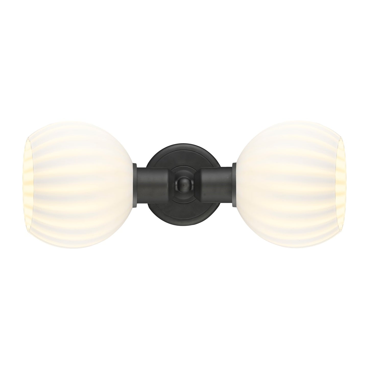 Innovations White Venetian 15in 2-Light Linear Bath Vanity | Industrial Oil Rubbed Bronze Steel and White Venetian Glass | Model 900-2W-OB-G1217-6WV
