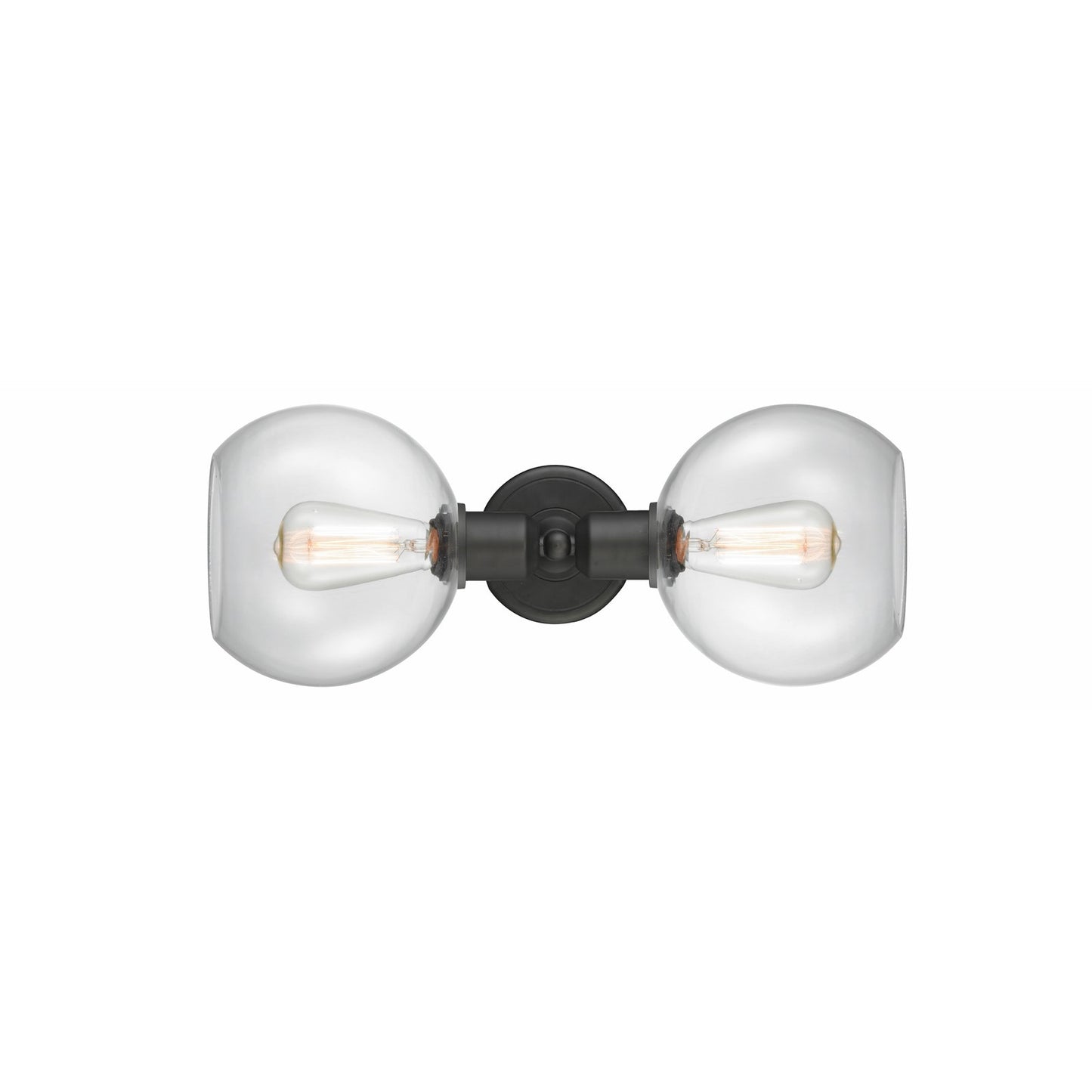 Innovations Sphere 21in 2-Light Bath Vanity Light with LED Bulbs | Industrial Oil Rubbed Bronze and Clear Glass | Bathroom | Model 900-2W-OB-G122-LED
