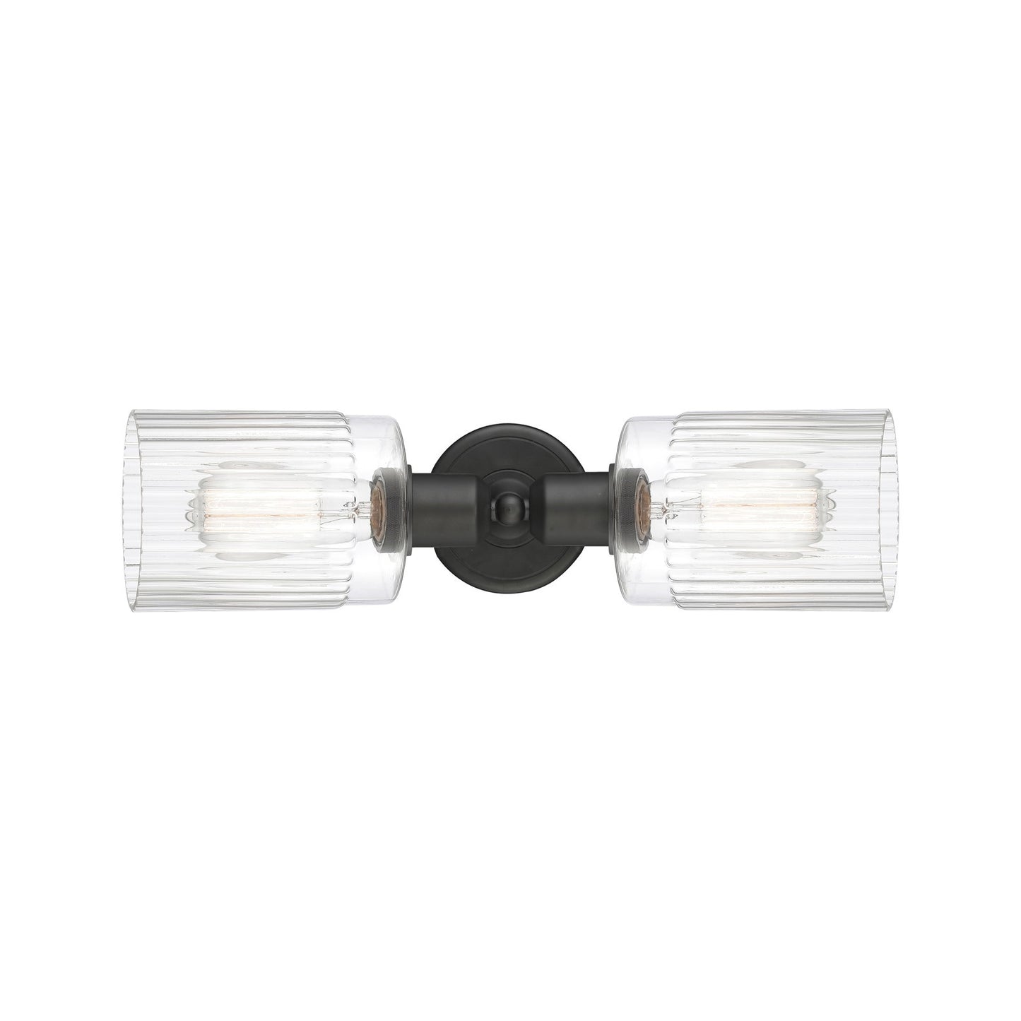 Innovations Hadley 17in 2-Light Linear Bath Vanity Light | Industrial Oil Rubbed Bronze Steel and Clear Ribbed Glass | Bathroom | Model 900-2W-OB-G342