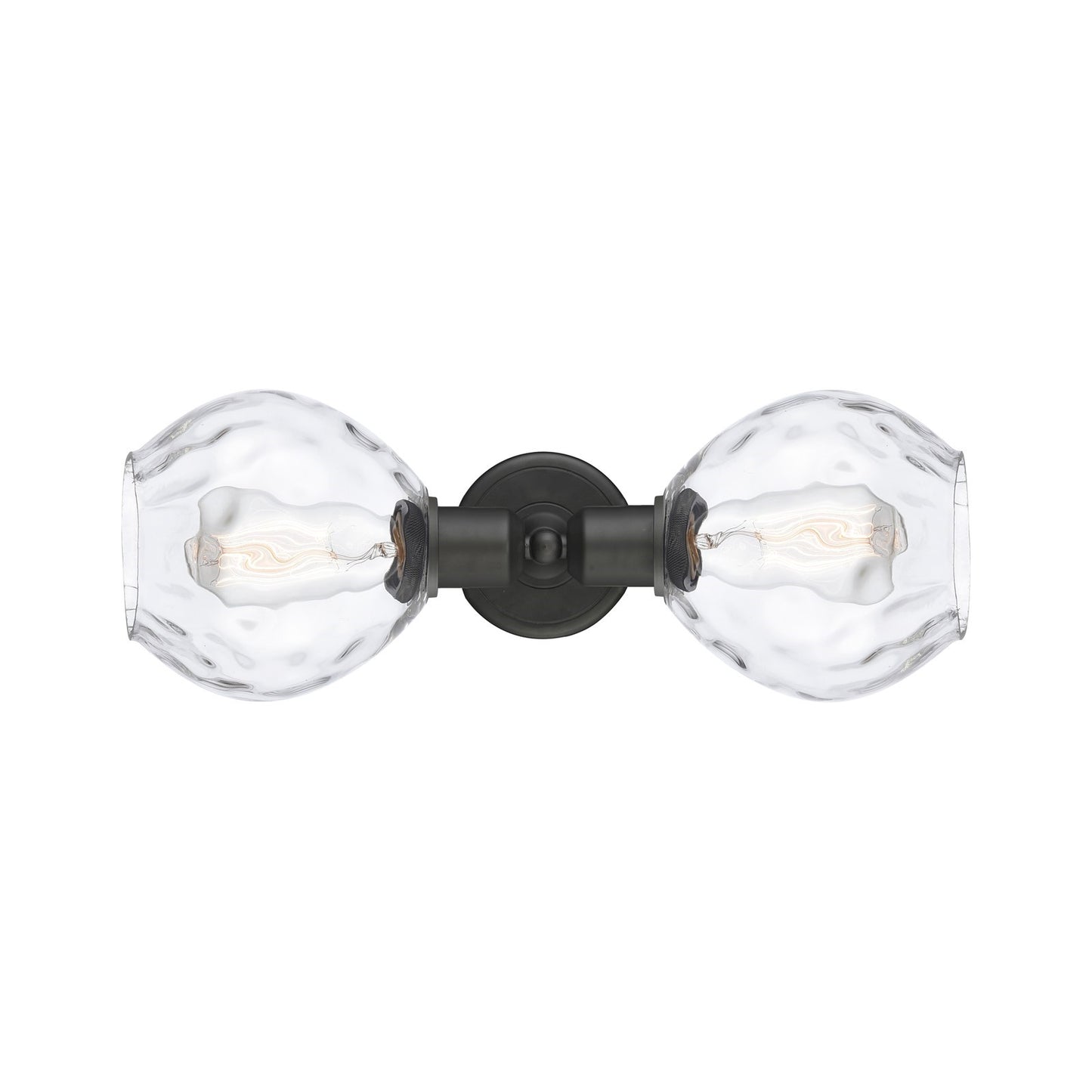 Innovations Waverly 17in 2-Light Linear Bath Vanity | Industrial Oil Rubbed Bronze Steel and Clear Glass Globe Shades | Bathroom | Model 900-2W-OB-G362