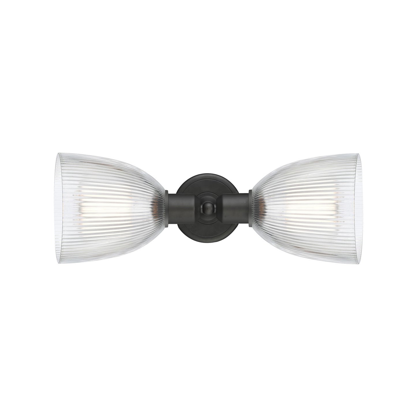 Innovations Castile 17in 2-Light Linear Bath Vanity | Industrial Oil Rubbed Bronze Steel and Clear Glass Dome Shades | Bathroom | Model 900-2W-OB-G382