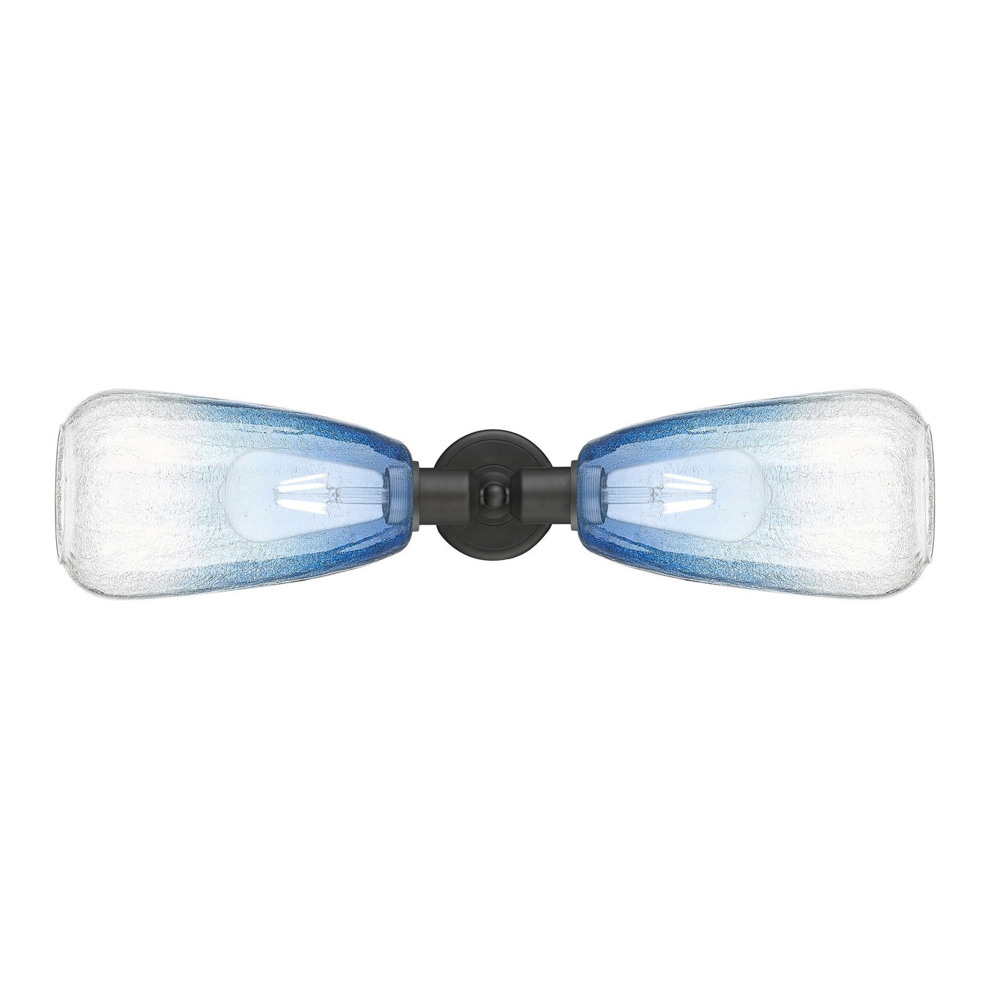 Innovations Brookhaven Almond 25in 2-Light Linear Bath Vanity Light | Industrial Oil Rubbed Bronze Steel and Sapphire Blue | Model 900-2W-OB-G480-6SB