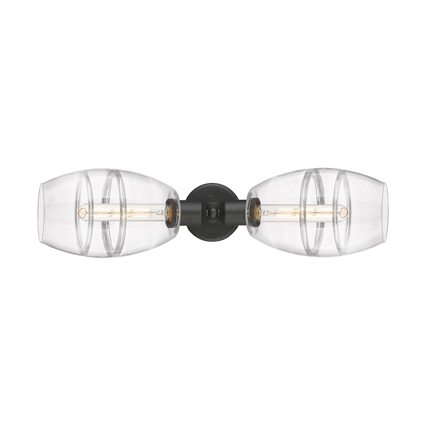 Innovations Vaz 24in 2-Light Linear Bath Vanity | Industrial Oil Rubbed Bronze Steel and Clear Glass | Kitchen & Bathroom | Model 900-2W-OB-G557-6CL