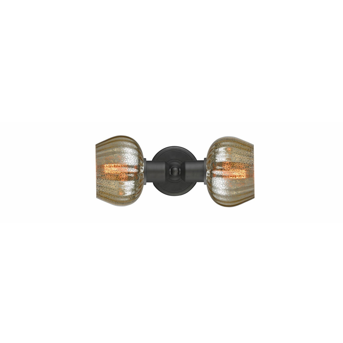 Innovations Fenton 16in 2-Light LED Bath Vanity Light | Industrial Oil Rubbed Bronze Steel and Mercury Ribbed Glass | Bathroom | Model 900-2W-OB-G96-LED