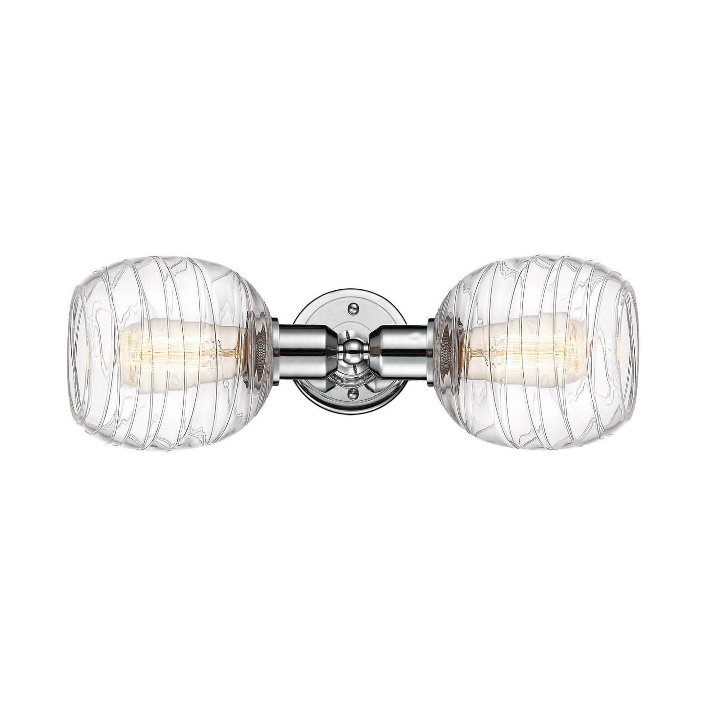 Innovations Belfast 17in 2-Light Linear Bath Vanity Light | Industrial Polished Chrome Steel and Deco Swirl Clear Glass | Bathroom | Model 900-2W-PC-G1013