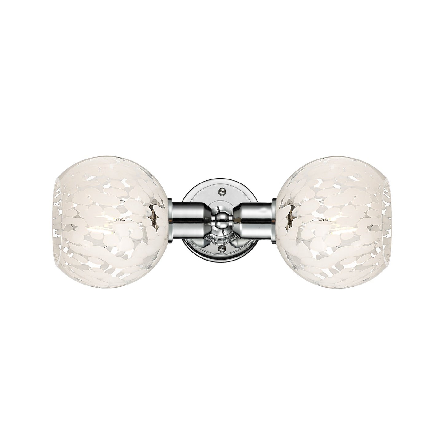 Innovations White Mouchette 15.25in 2-Light Linear Bath Vanity Light | Industrial Polished Chrome and White Mouchette Glass | Model 900-2W-PC-G1216-6WM