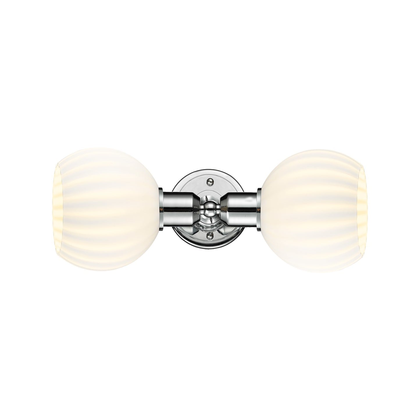 Innovations White Venetian 15in 2-Light Linear Bath Vanity Light | Industrial Polished Chrome Steel and White Venetian Glass | Model 900-2W-PC-G1217-6WV
