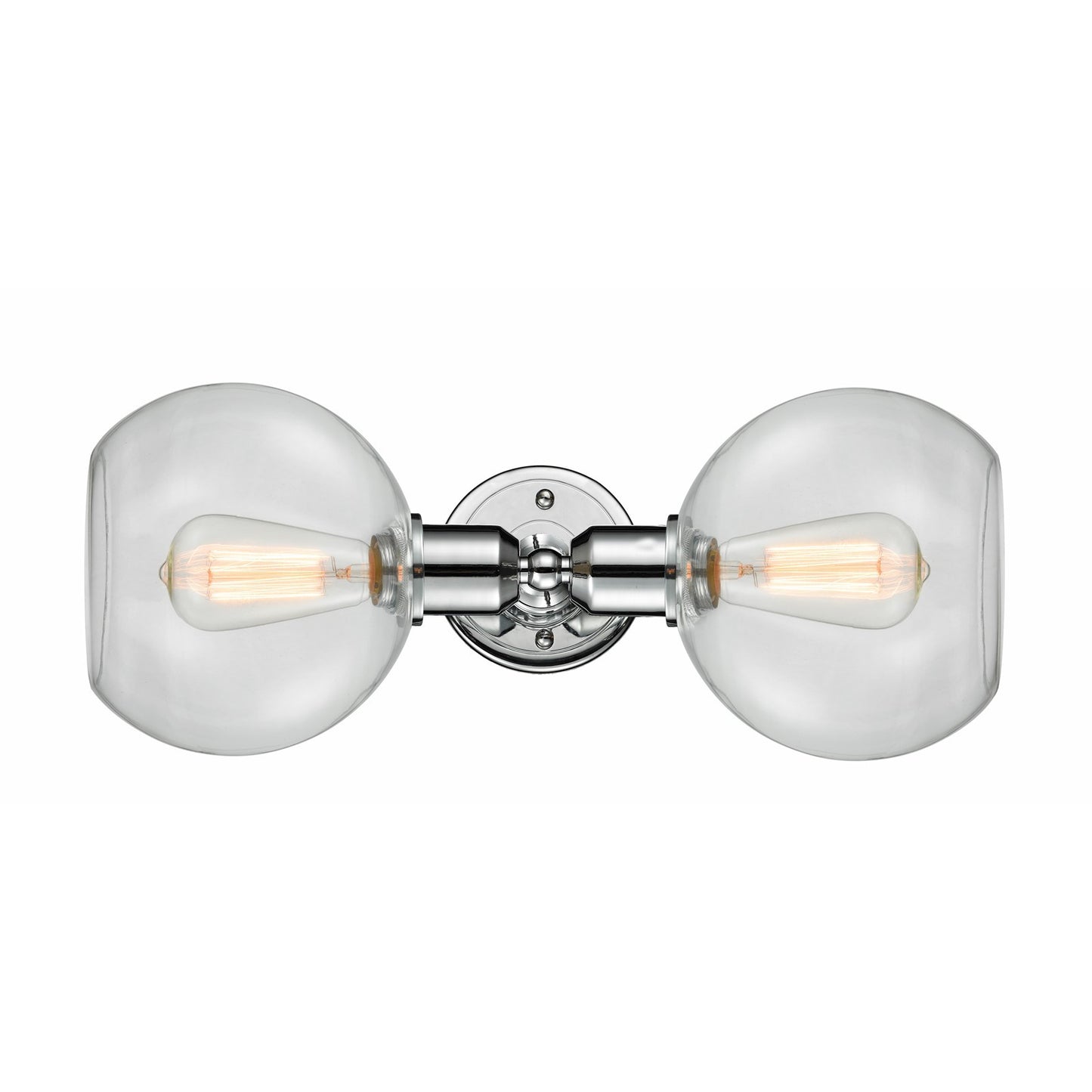 Innovations Sphere 21in 2-Light Bath Vanity Light | Industrial Polished Chrome and Clear Glass | Bathroom Vanity | 21 x 8 in | Model 900-2W-PC-G122-LED