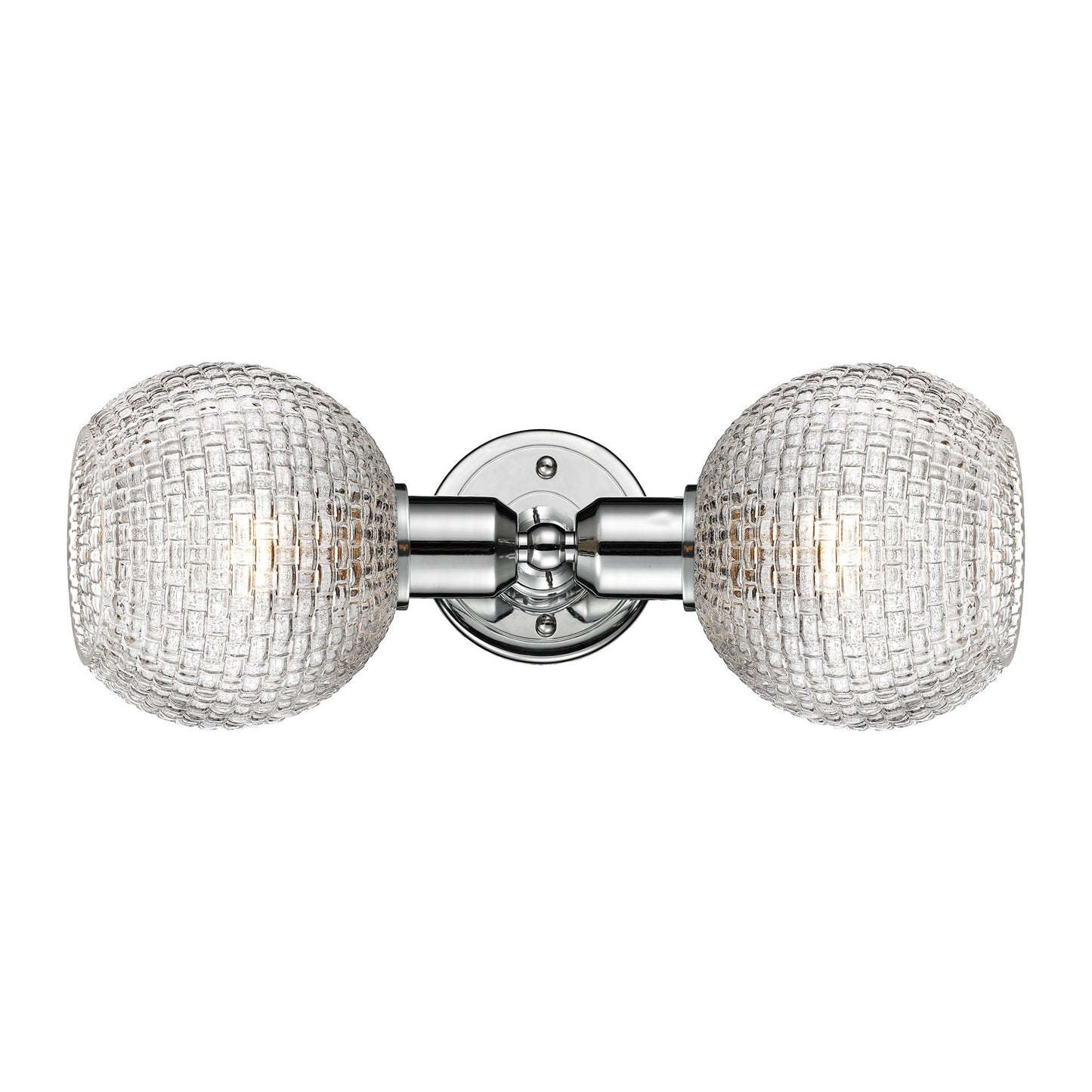 Innovations Athens 15.5in 2-Light Linear Bath Vanity Light | Industrial Polished Chrome Steel and Clear Basket Weave Glass | Model 900-2W-PC-G122C-6CL