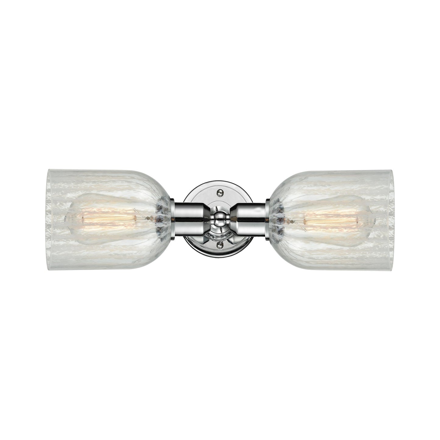 Innovations Caledonia 17.25in 2-Light Linear Bath Vanity Light | Industrial Polished Chrome and Mouchette Glass | Bathroom Vanity | Model 900-2W-PC-G2511