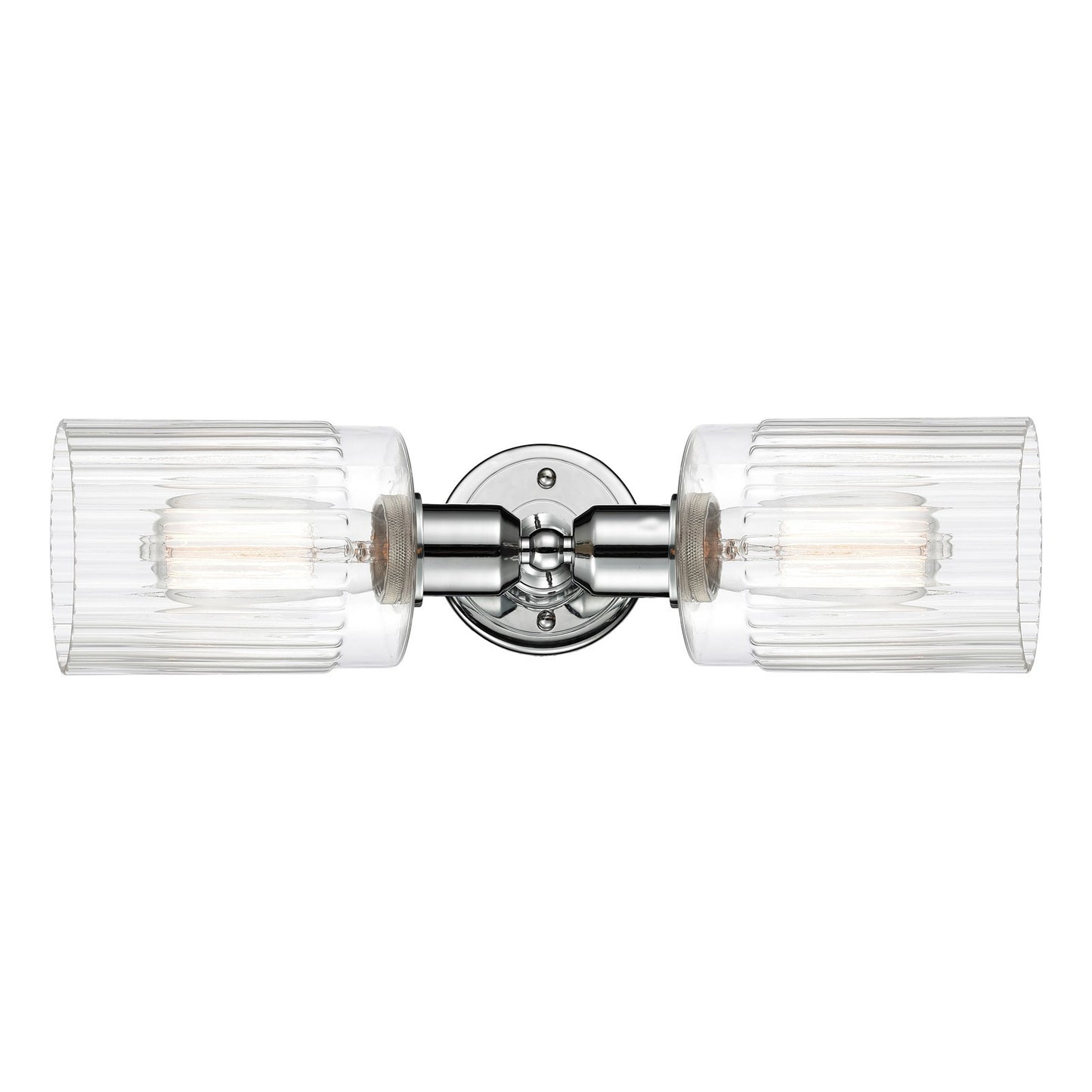 Innovations Hadley 17in 2-Light Linear Bath Vanity | Industrial Polished Chrome and Clear Ribbed Glass | Bathroom Vanity & Powder | Model 900-2W-PC-G342