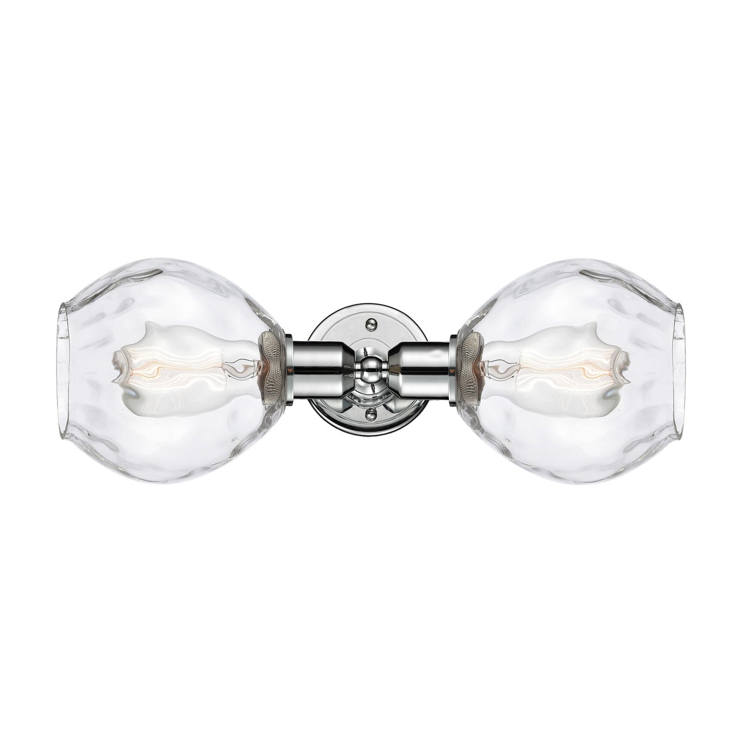 Innovations Waverly 17in 2-Light Linear Bath Vanity | Industrial Polished Chrome and Clear Water Glass Globe Shades | Bathroom | Model 900-2W-PC-G362