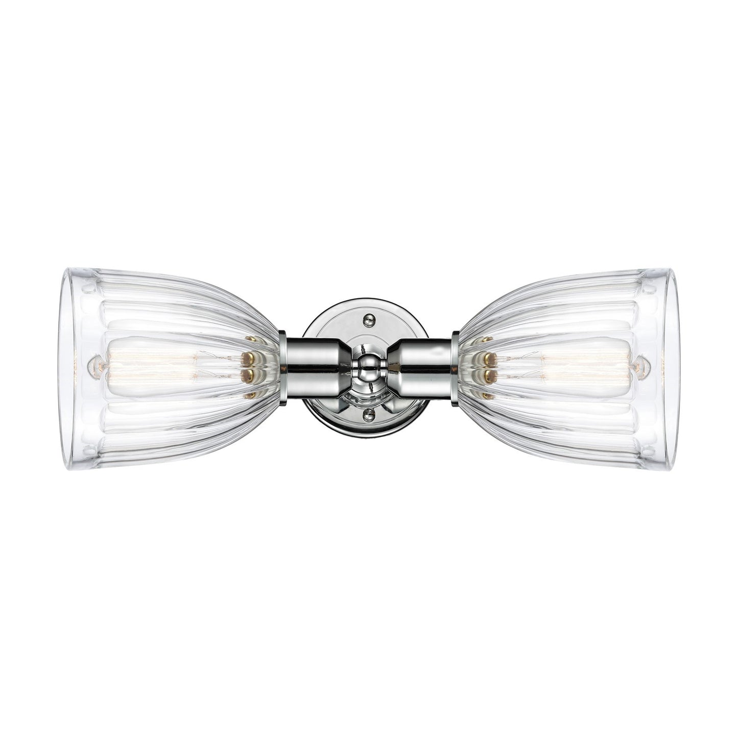 Innovations Brookfield 18in 2-Light Linear Bath Vanity | Industrial Modern Polished Chrome and Clear Ribbed Glass | Bathroom Vanity | Model 900-2W-PC-G442