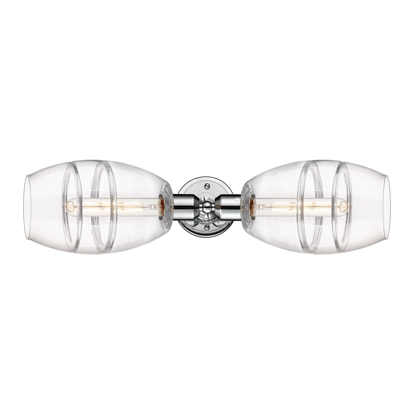 Innovations Vaz 23.75in 2-Light Linear Bath Vanity Light | Industrial Polished Chrome Steel and Clear Glass | Bathroom Vanity & | Model 900-2W-PC-G557-6CL