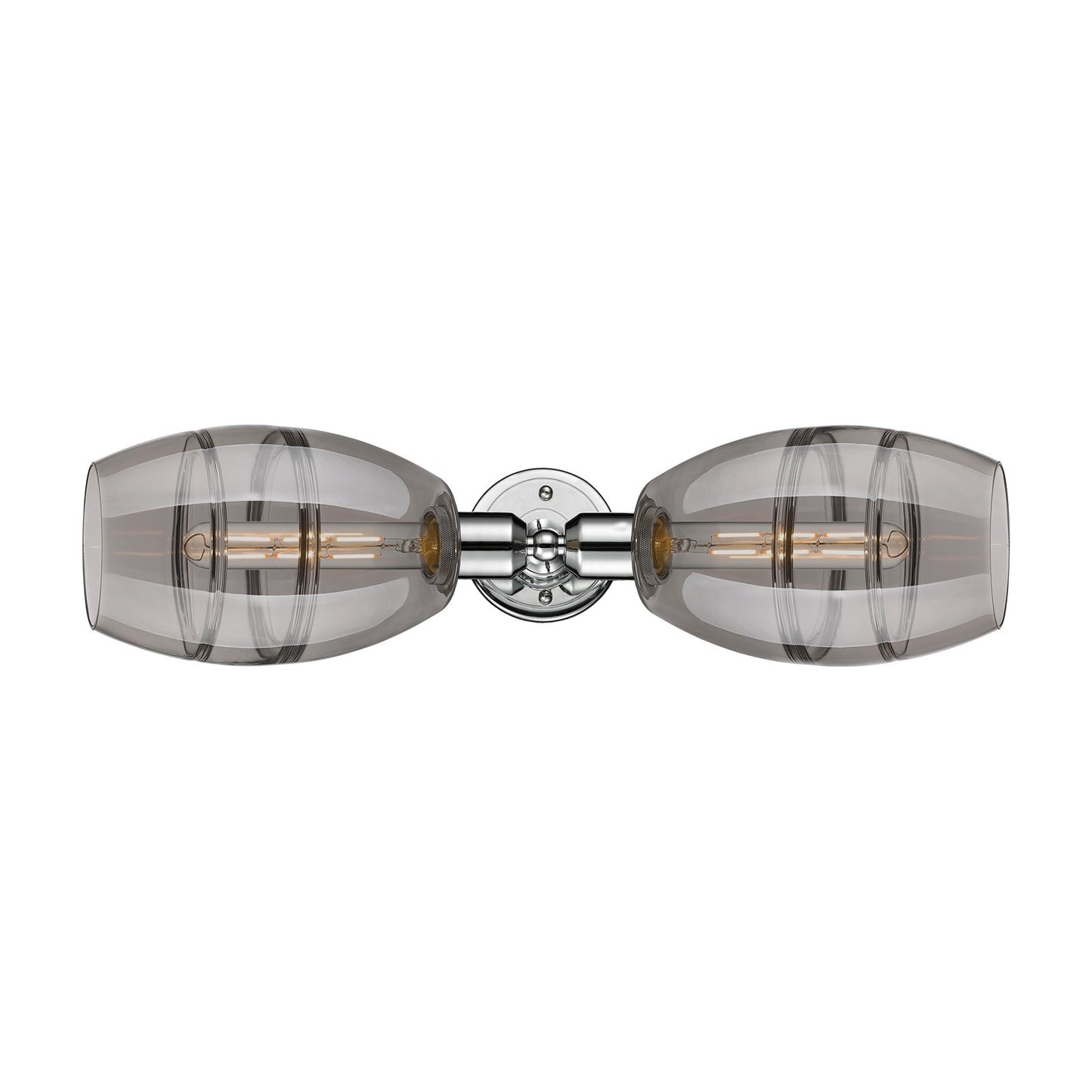 Innovations Vaz 23.75in 2-Light Linear Bath Vanity Light | Industrial Polished Chrome Steel and Light Smoke Glass | Bathroom | Model 900-2W-PC-G557-6SM