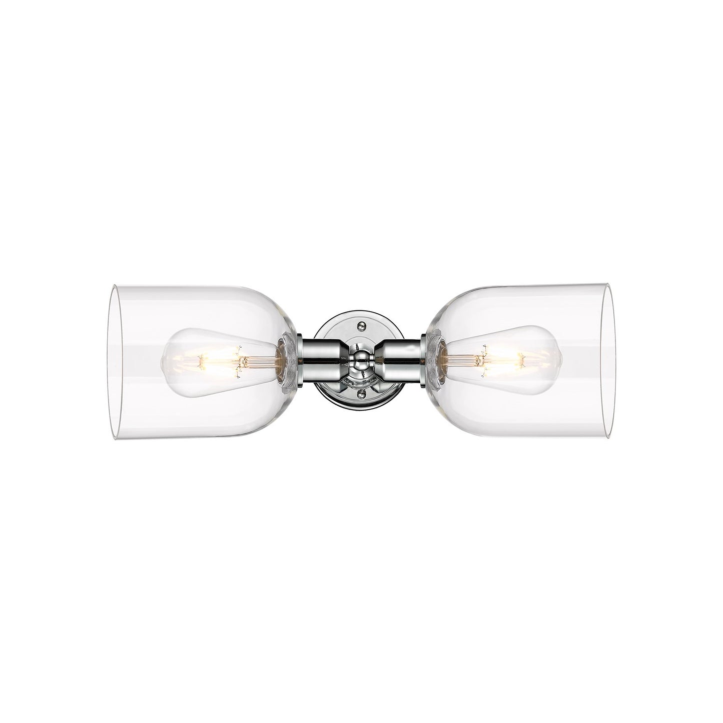Innovations Bella 18in 2-Light Linear Bath Vanity | Industrial Polished Chrome and Clear Bell Glass | Bathroom Vanity & Powder | Model 900-2W-PC-G558-6CL