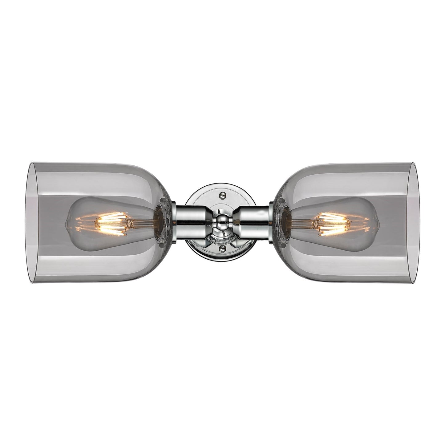 Innovations Bella 18in 2-Light Linear Bath Vanity | Industrial Polished Chrome and Light Smoke Smoked Glass | Bathroom Vanity | Model 900-2W-PC-G558-6SM
