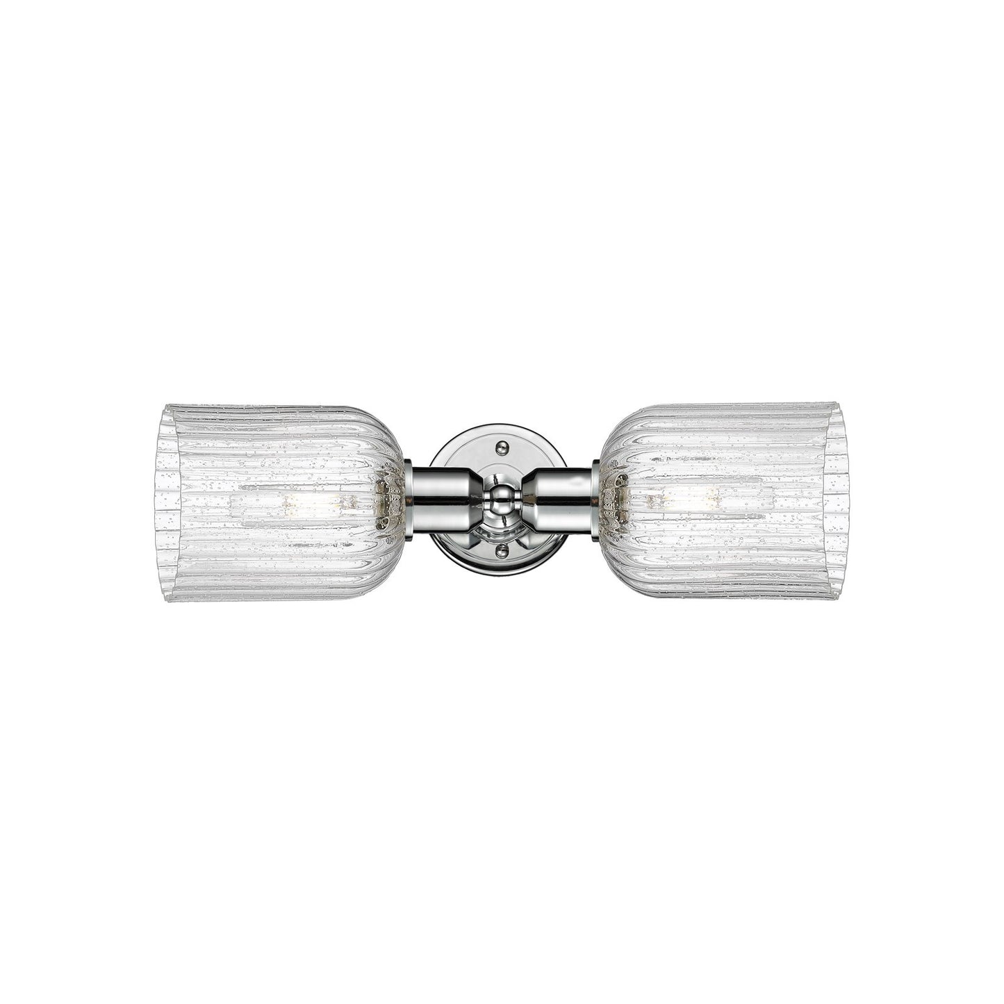 Innovations Bridal Veil 17in 2-Light Linear Bath Vanity Light | Industrial Polished Chrome and Seedy Ribbed Glass | Bathroom | Model 900-2W-PC-G559-5SDY