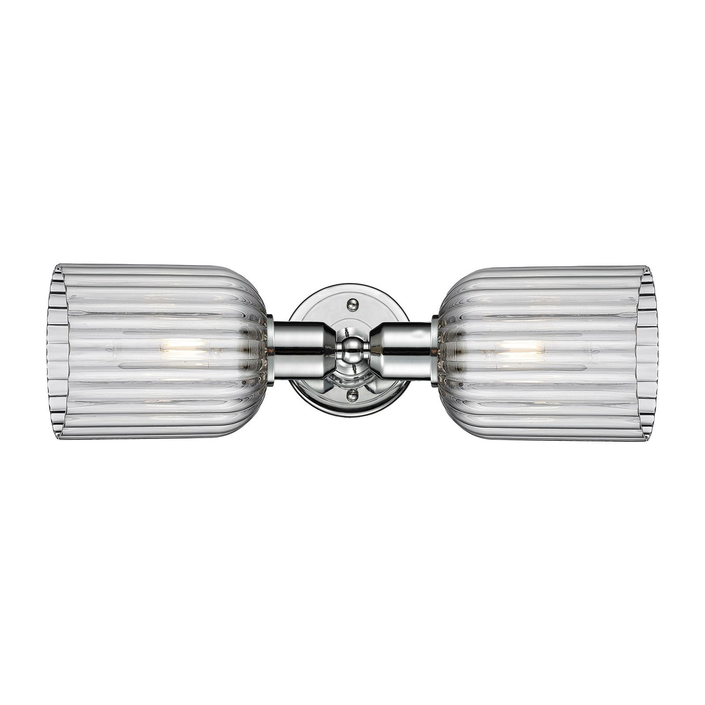 Innovations Bridal Veil 17in 2-Light Linear Bath Vanity Light | Industrial Polished Chrome and Light Smoke Ribbed Glass | Model 900-2W-PC-G559-5SM