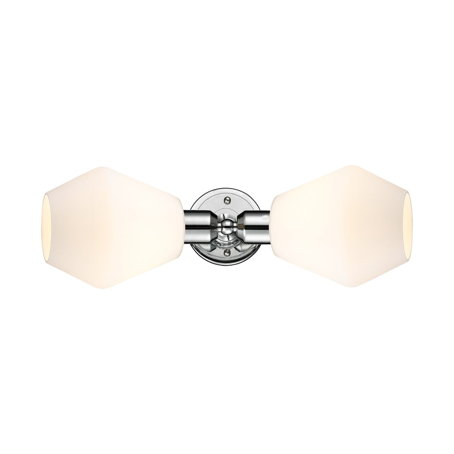 Innovations Cindyrella 18in 2-Light Linear Bath Vanity Light | Industrial Polished Chrome and Cased Matte White Geometric Glass | Model 900-2W-PC-G651-6