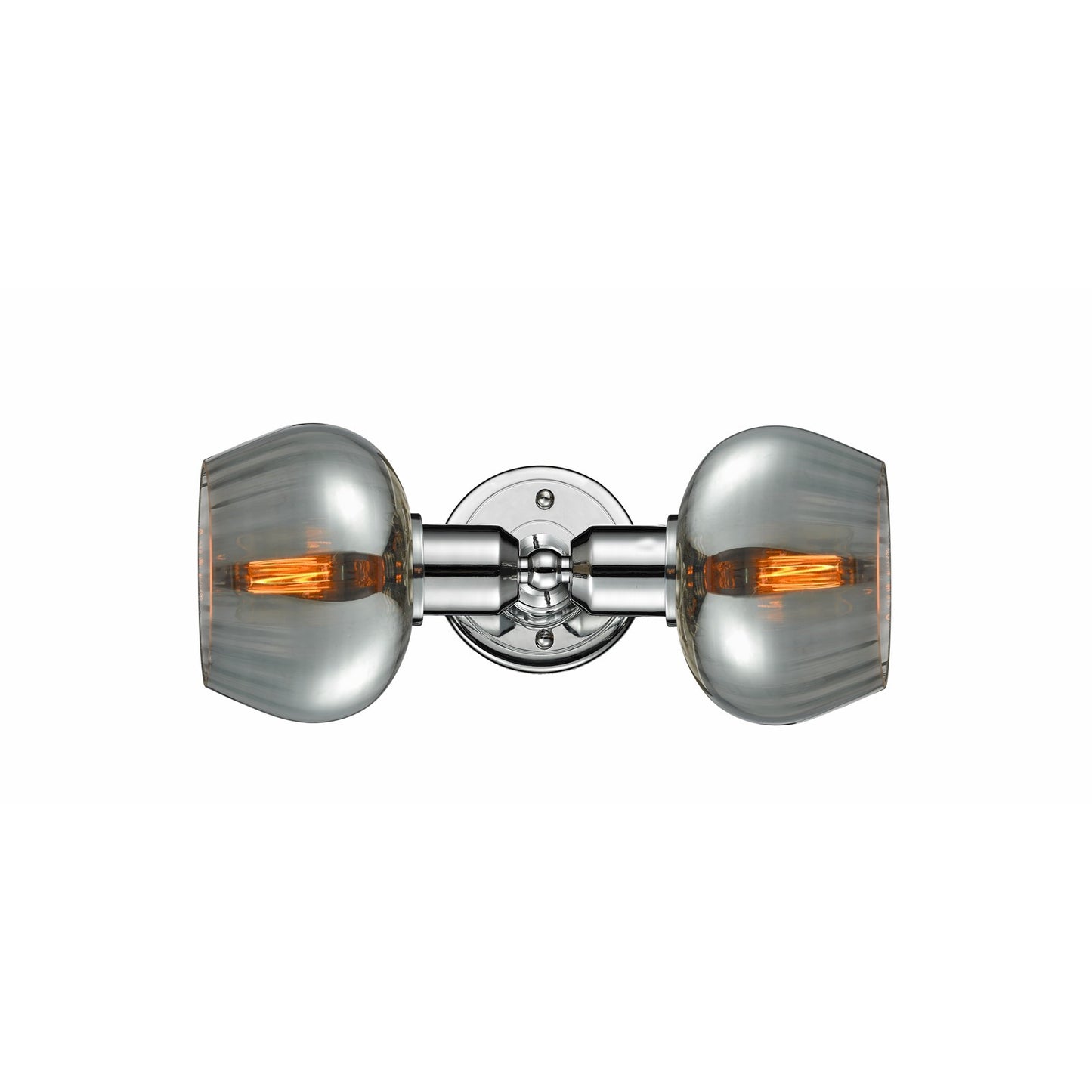 Innovations Fenton 16in 2-Light Bath Vanity Light | Polished Chrome Steel and Light Smoke Glass | Bathroom Vanity with LED | Model 900-2W-PC-G93-LED