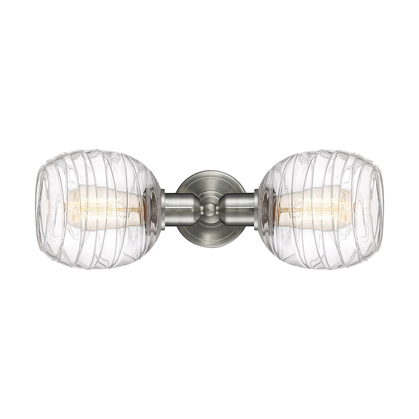 Innovations Belfast 17.25in 2-Light Linear Bath Vanity Light | Industrial Brushed Satin Nickel and Deco Swirl Glass | Bathroom | Model 900-2W-SN-G1013