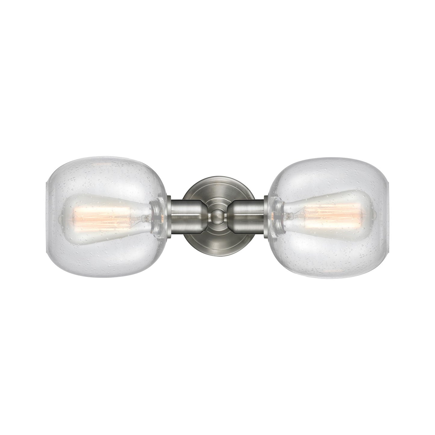 Innovations Belfast 17.25in 2-Light Linear Bath Vanity Light | Industrial Brushed Satin Nickel and Seedy Glass | Bathroom Vanity | Model 900-2W-SN-G104