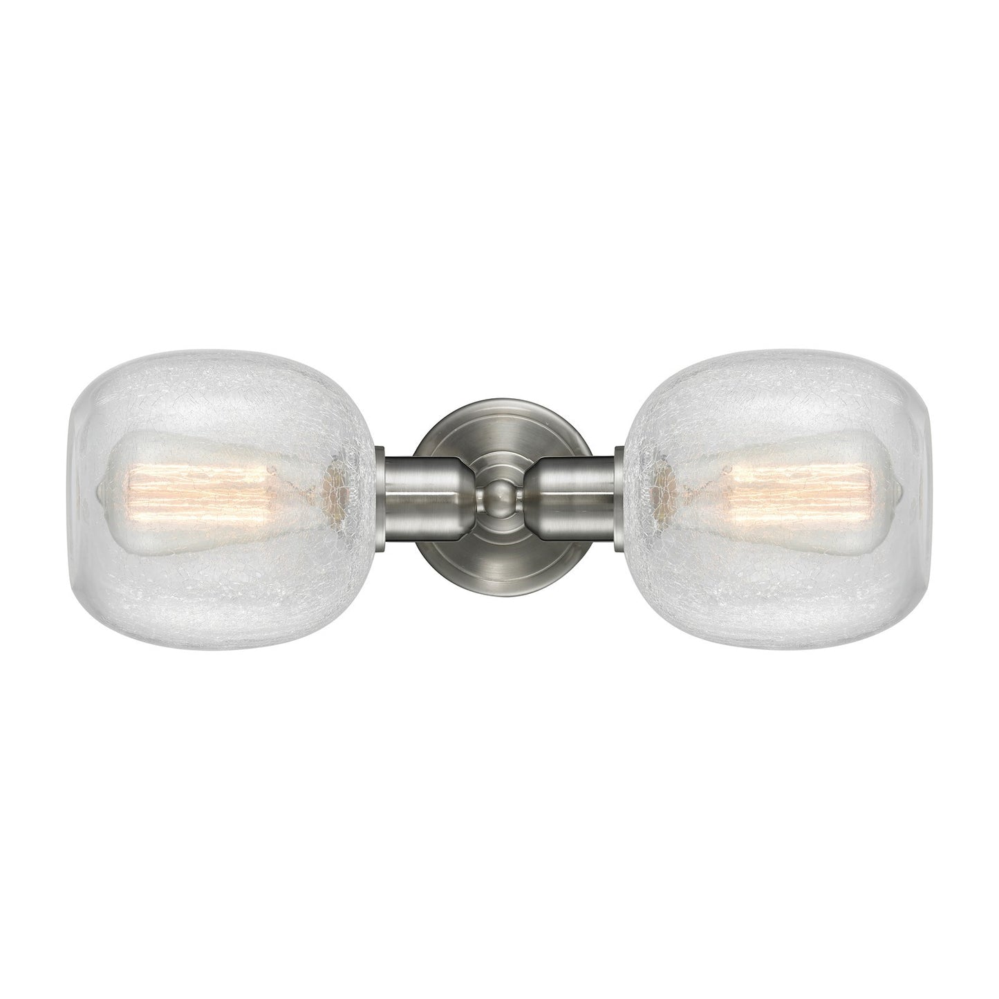 Innovations Belfast 17in 2-Light Linear Bath Vanity | Industrial Brushed Satin Nickel and Clear Crackle Glass | Bathroom Vanity & | Model 900-2W-SN-G105