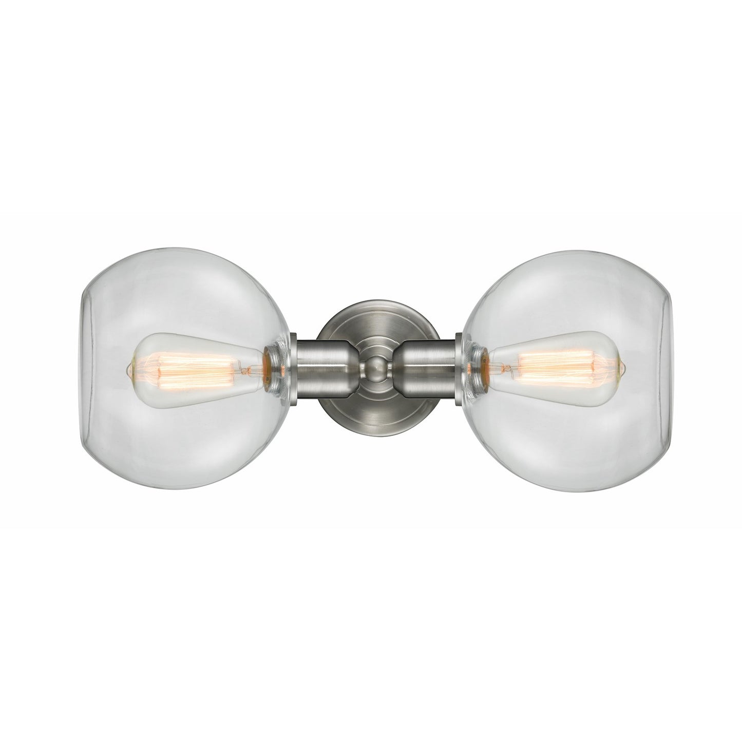 Innovations Sphere 21in 2-Light Linear Bath Vanity Light | Industrial Brushed Satin Nickel and Clear Glass | Bathroom Vanity | Model 900-2W-SN-G122