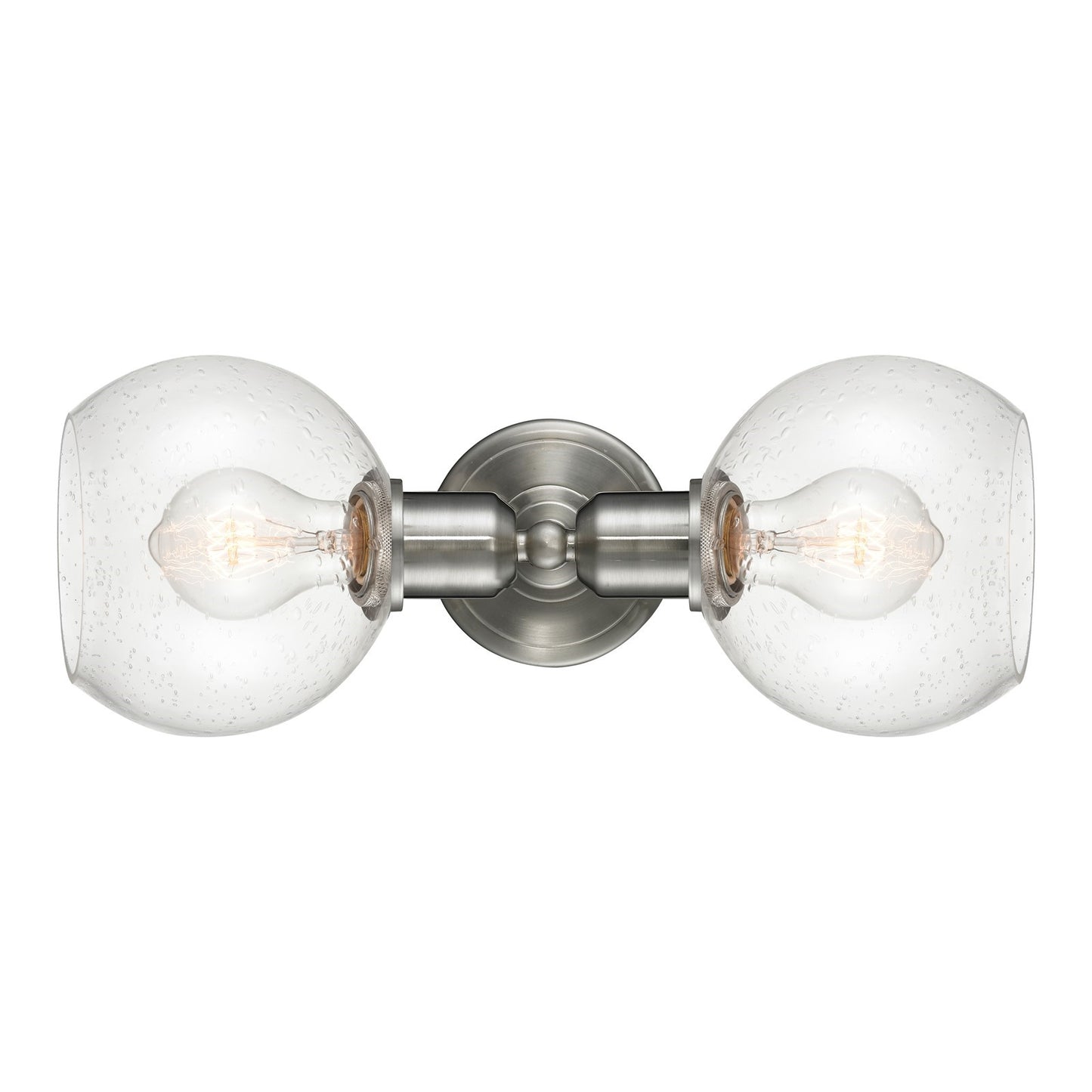 Innovations Athens 15in 2-Light Linear Bath Vanity | Industrial Brushed Satin Nickel and Seedy Glass | Bathroom Vanity | Model 900-2W-SN-G124-6