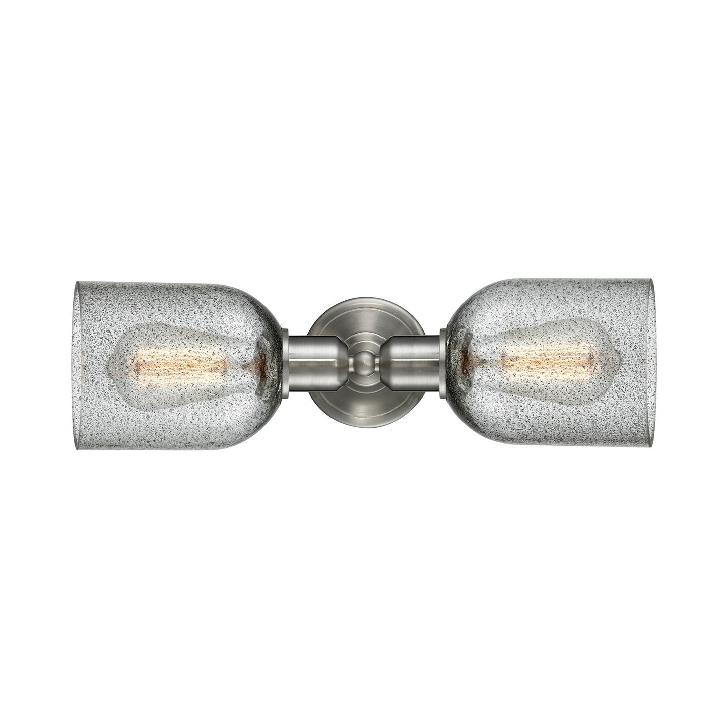 Innovations Caledonia 17.25in 2-Light Linear Bath Vanity Light | Industrial Brushed Satin Nickel and Charcoal Glass | Bathroom | Model 900-2W-SN-G257