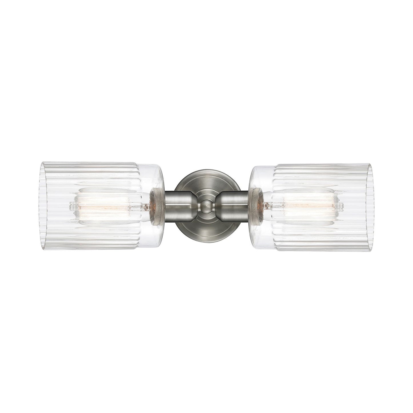 Innovations Hadley 17.25in 2-Light Linear Bath Vanity Light | Industrial Brushed Satin Nickel and Clear Ribbed Glass | Bathroom | Model 900-2W-SN-G342