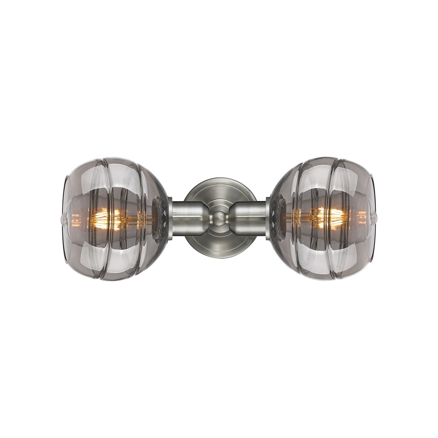 Innovations Rochester 15in 2-Light Linear Bath Vanity Light | Industrial Brushed Satin Nickel and Light Smoke Glass | Bathroom | Model 900-2W-SN-G556-6SM