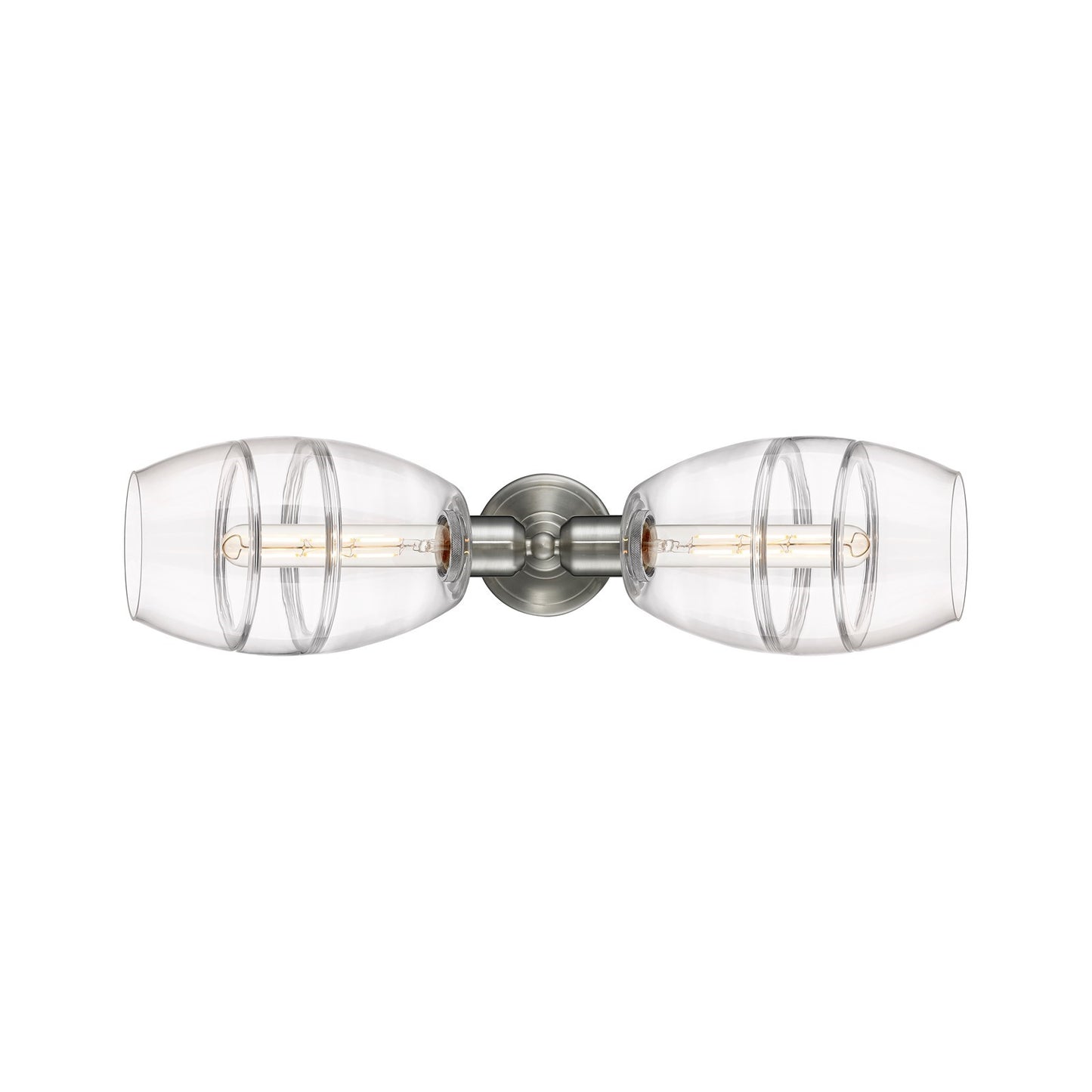 Innovations Vaz 24in 2-Light Linear Bath Vanity Light | Industrial Brushed Satin Nickel and Clear Glass | Bathroom Vanity & | Model 900-2W-SN-G557-6CL