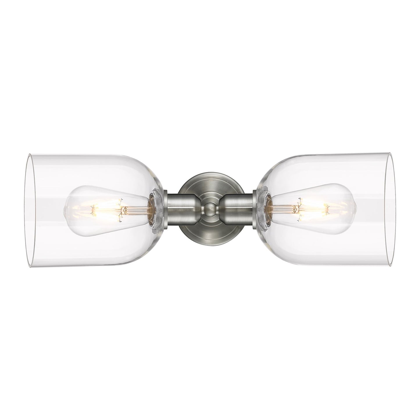 Innovations Bella 18in 2-Light Linear Bath Vanity Light | Industrial Brushed Satin Nickel and Clear Glass | Bathroom Vanity & | Model 900-2W-SN-G558-6CL