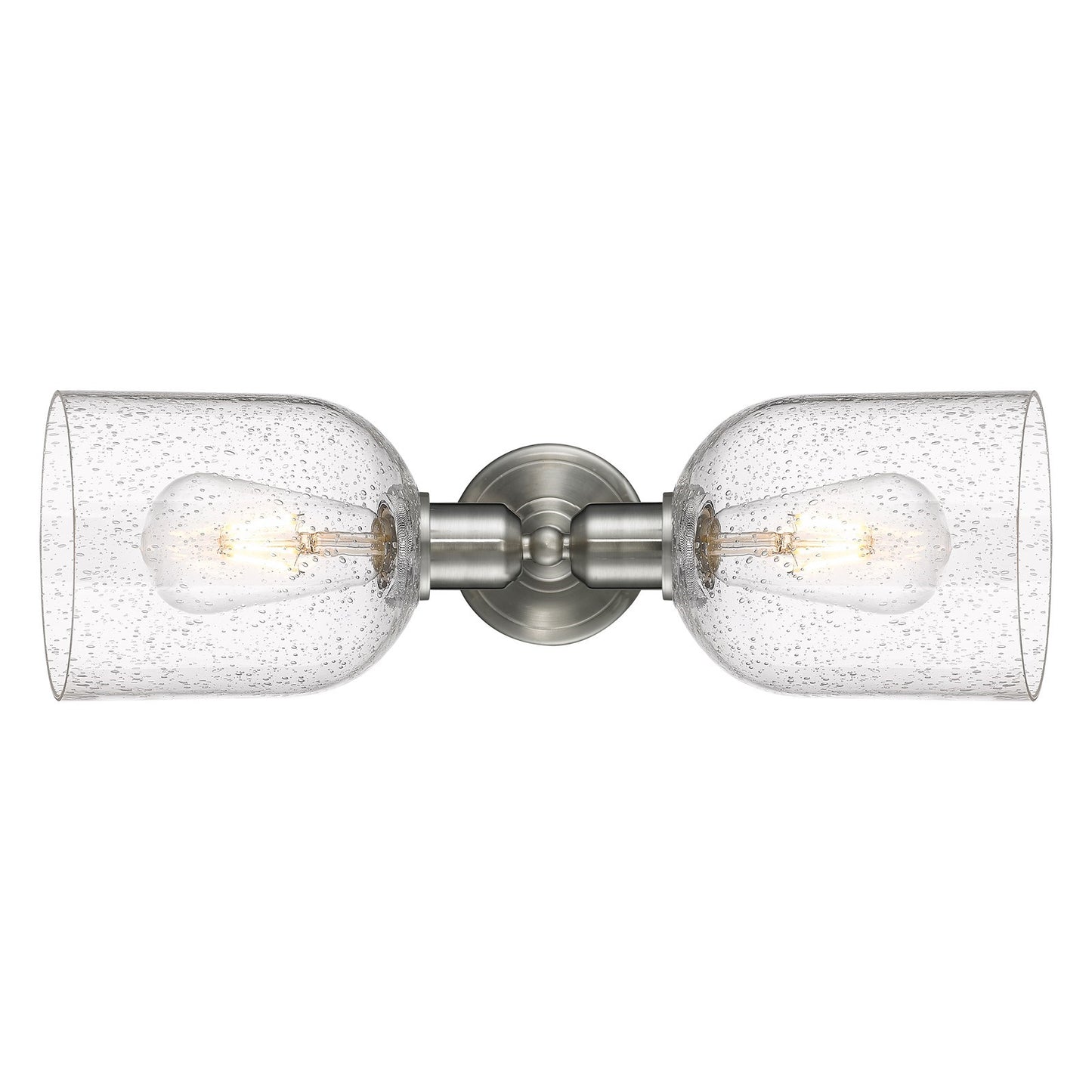 Innovations Bella 18in 2-Light Linear Bath Vanity Light | Industrial Brushed Satin Nickel and Seedy Glass | Bathroom Vanity | Model 900-2W-SN-G558-6SDY