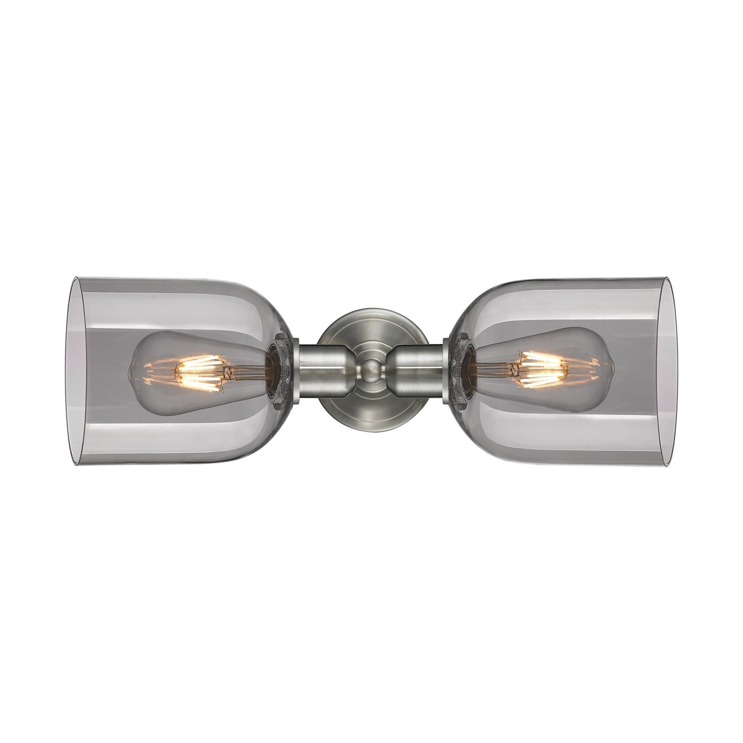Innovations Bella 18in 2-Light Linear Bath Vanity Light | Industrial Brushed Satin Nickel and Light Smoke Glass | Bathroom | Model 900-2W-SN-G558-6SM
