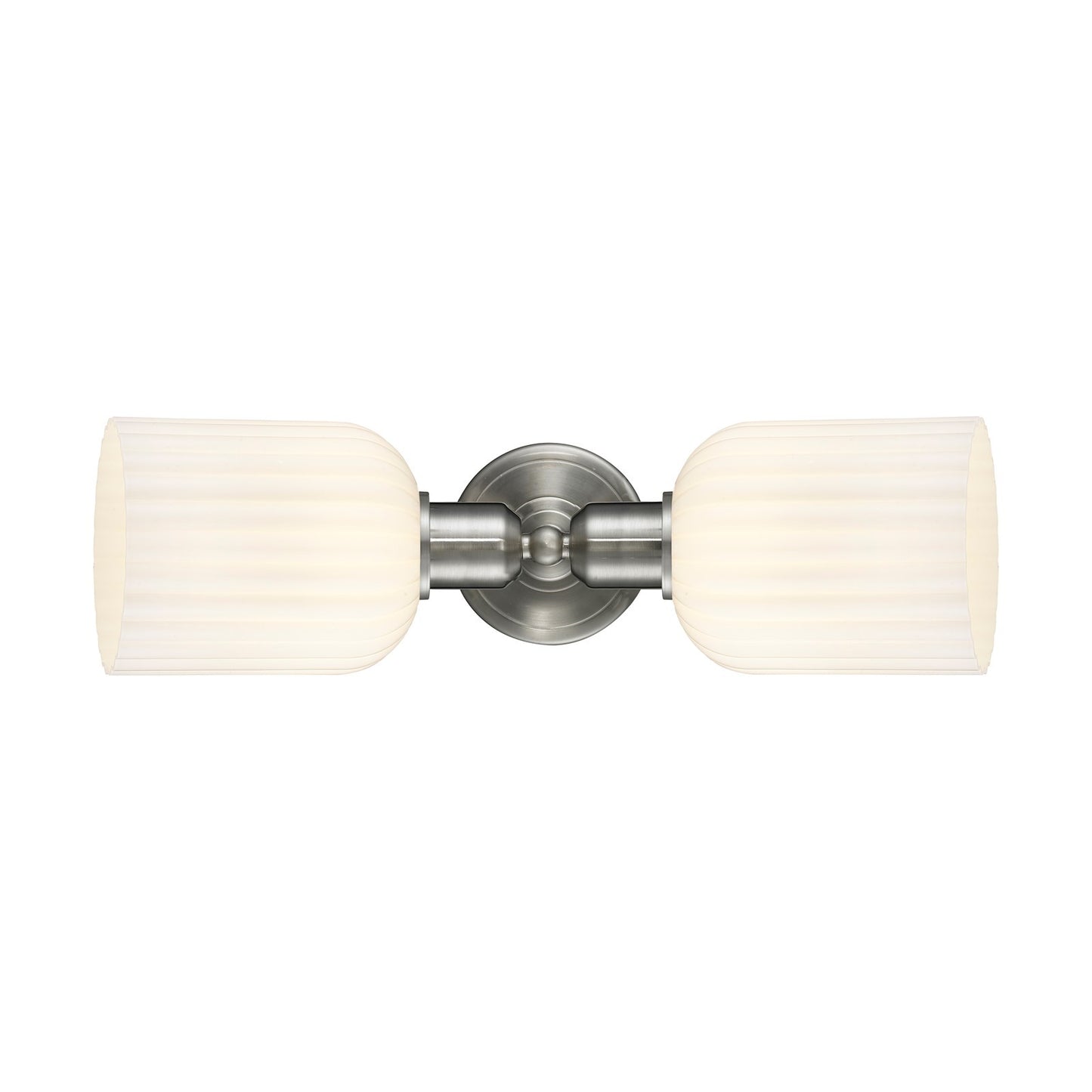 Innovations Bridal Veil 17in 2-Light Vanity Light | Industrial Brushed Satin Nickel and Gloss White Ribbed Glass | Bathroom | Model 900-2W-SN-G559-5GWH