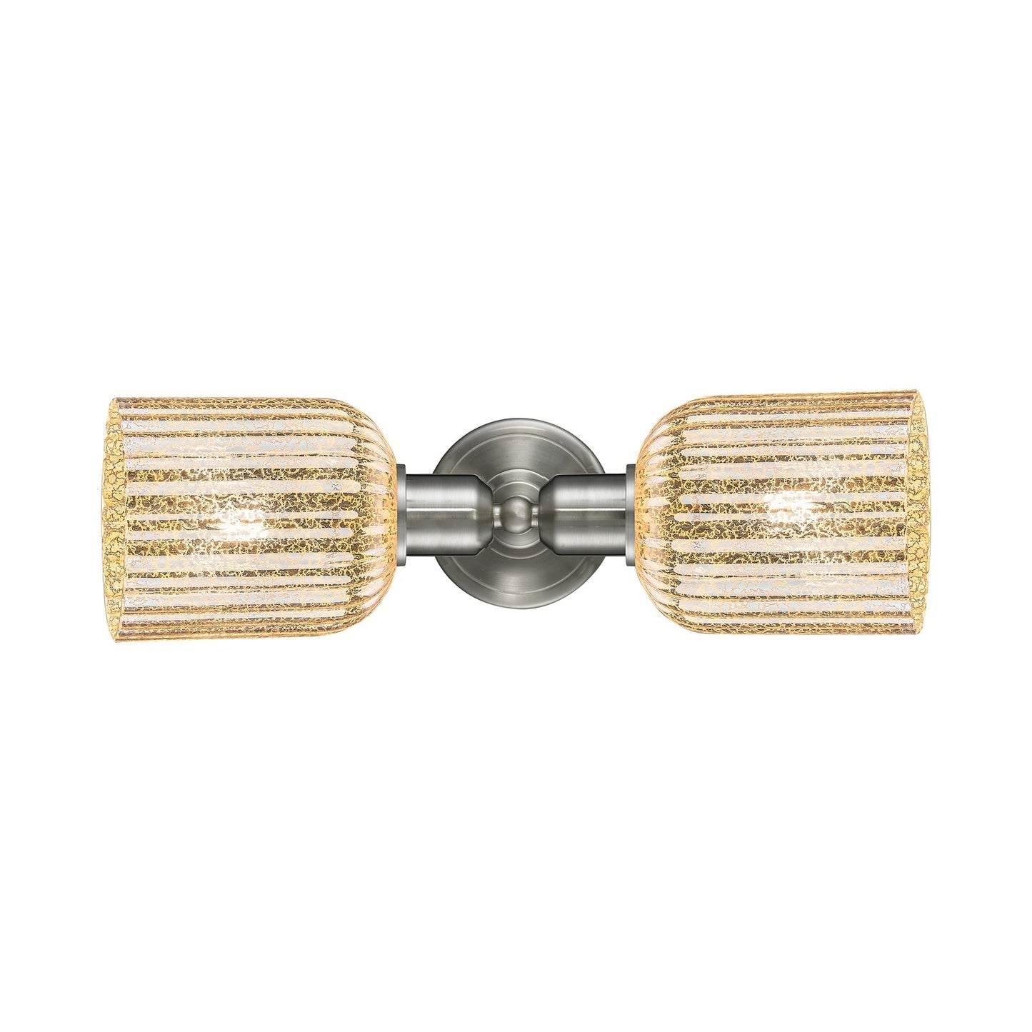 Innovations Bridal Veil 17in 2-Light Vanity Light | Industrial Brushed Satin Nickel and Mercury Ribbed Glass | Bathroom Vanity | Model 900-2W-SN-G559-5ME
